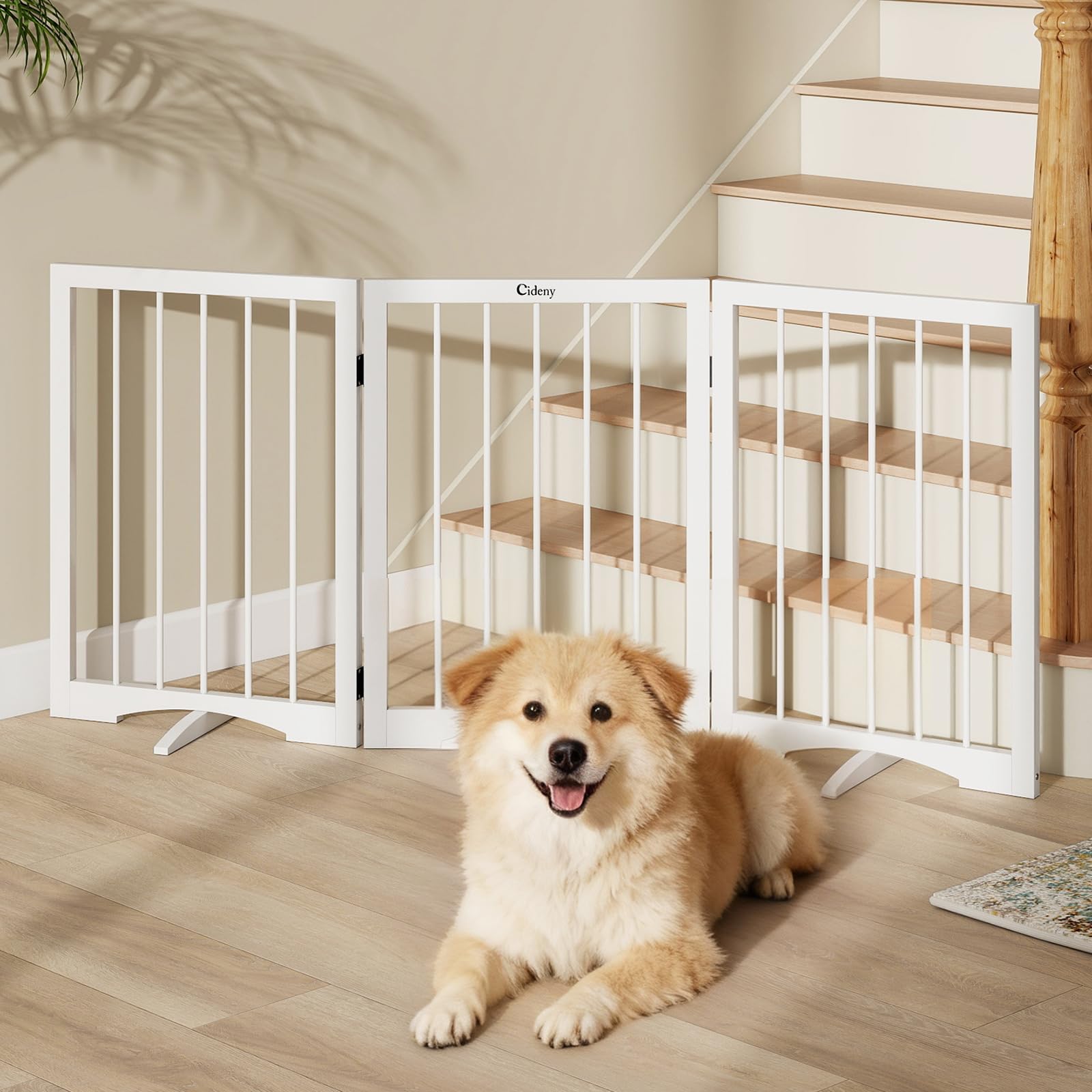 The Cideny Free Standing Dog Gate offers a versatile, tool-free solution for pet containment in various indoor spaces.