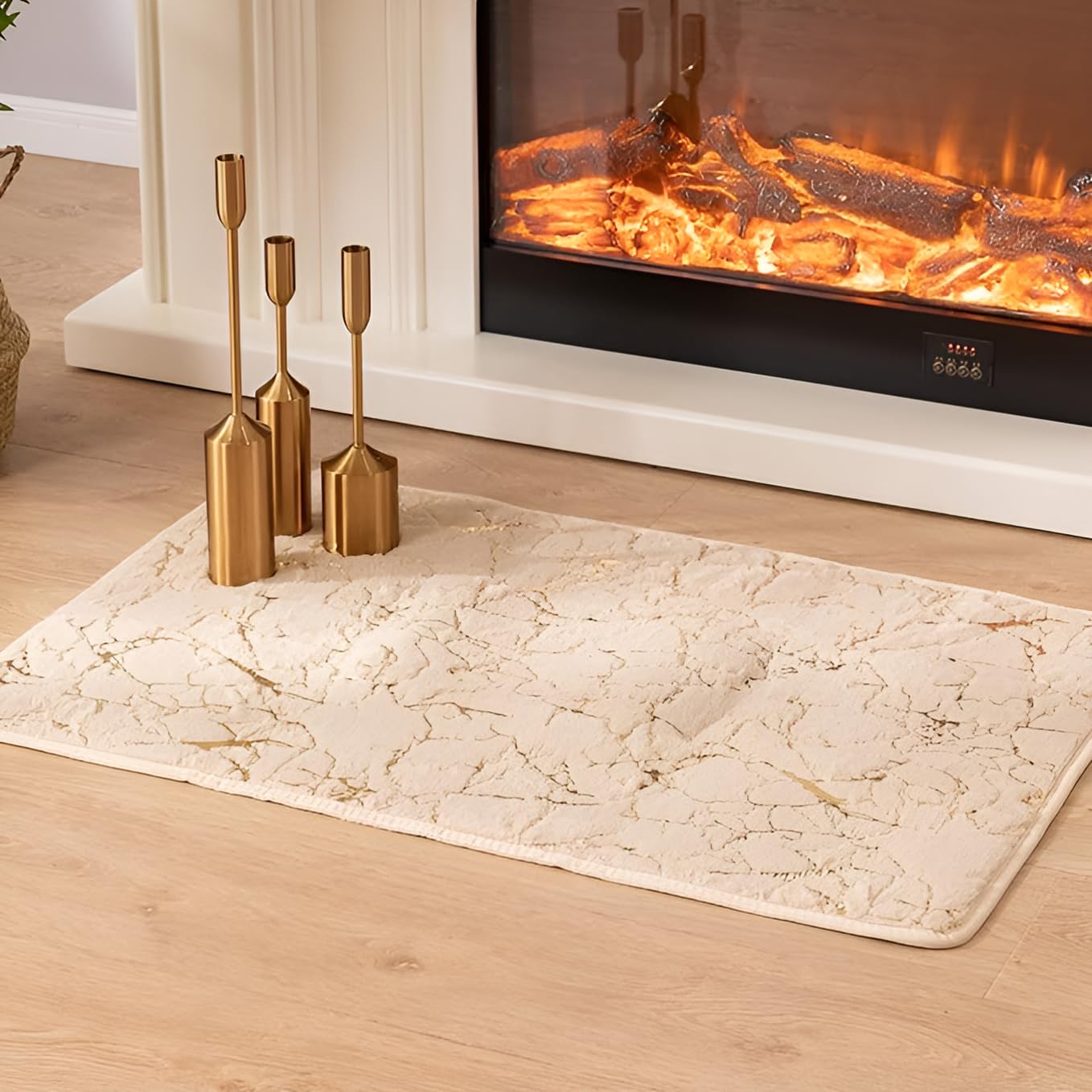 Faux Rabbit Fur Rug for Living Room // Soft and Delicate // Golden Marble Pattern on Soft Fluffy Rug//Soft Home Decor for Living and Bedroom // Non Slip TPR Bottom-image-7