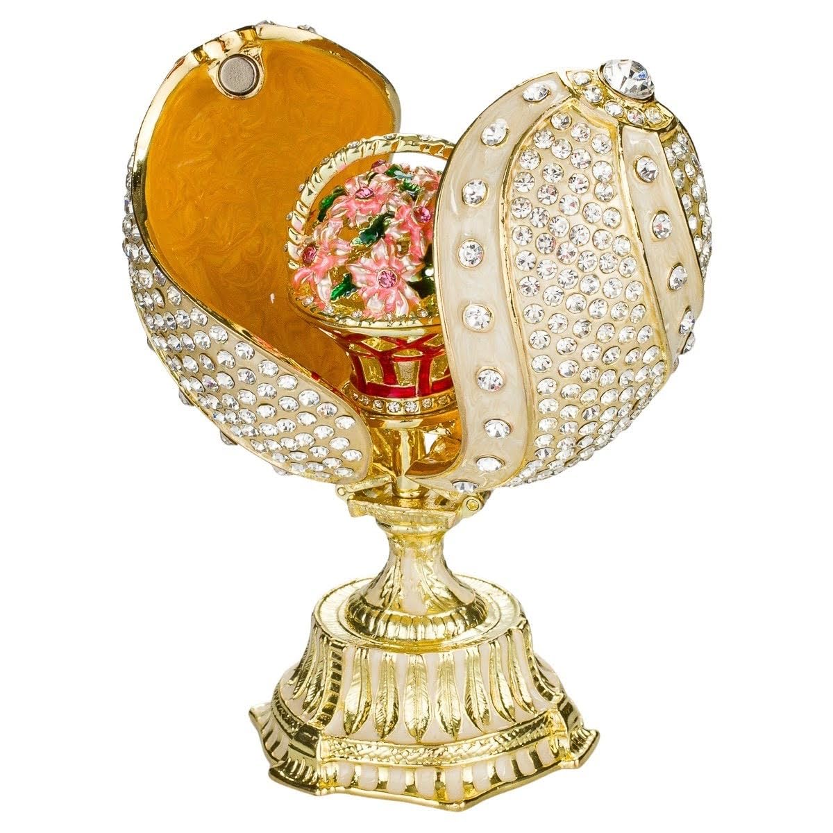 Collana con Uovo Fabergé Treillage in Oro Rosa 18k con Diamanti