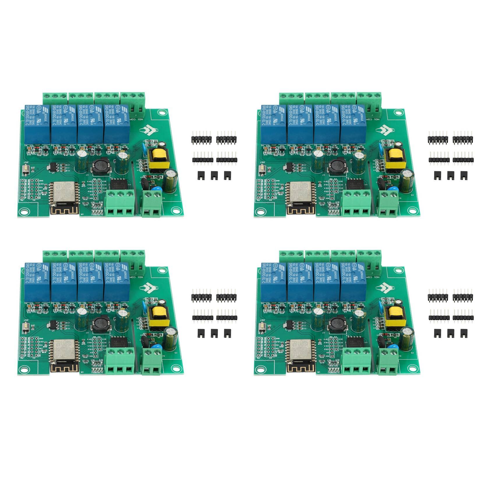 4X ESP8266 Módulo de Relé Inalámbrico WIFI de 4 Canales Placa Desarrollo Wifi ESP-12F para Fuente de Alimentación para 5V / 8-80V