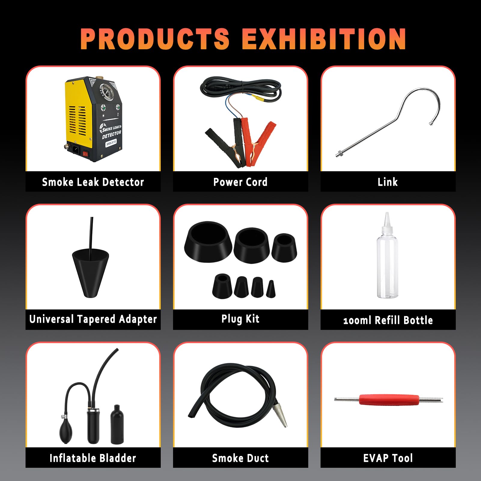 Smoke Machine Automotive with Built-in Air Pump and Pressure Gauge, Automotive Smoke Machine - 12V DC EVAP Smoke Machine for 12V Cars, Motorcycles, Trucks, Boats, ATVs