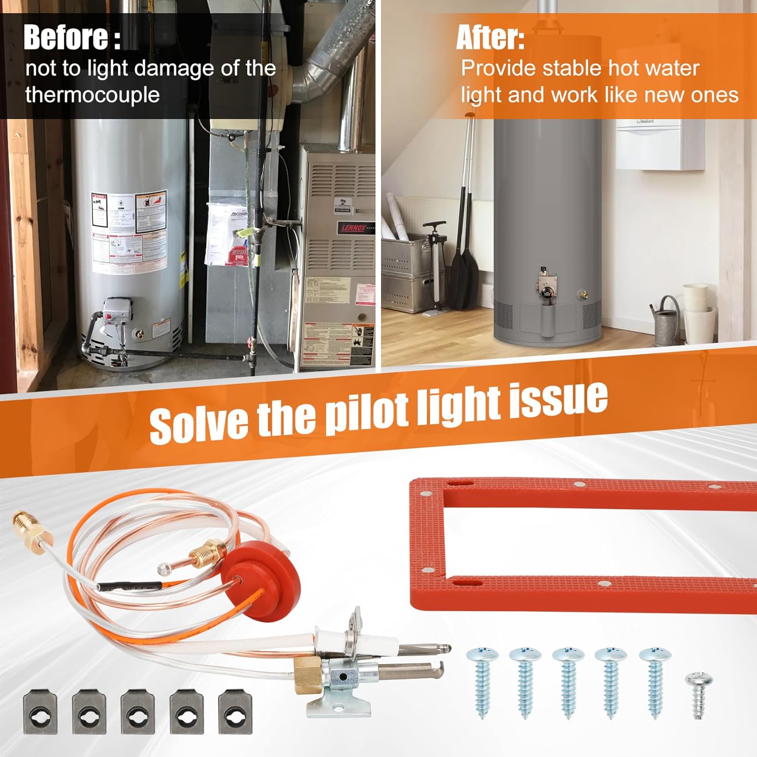 Upgraded SP20075 Pilot and Igniter Assembly Compatible with Rheem Water Heater Pilot Assembly, PROTECH, GE, Richmond Water Heater Pilot Assembly,Water Heater Pilot Assembly for Natural Gas