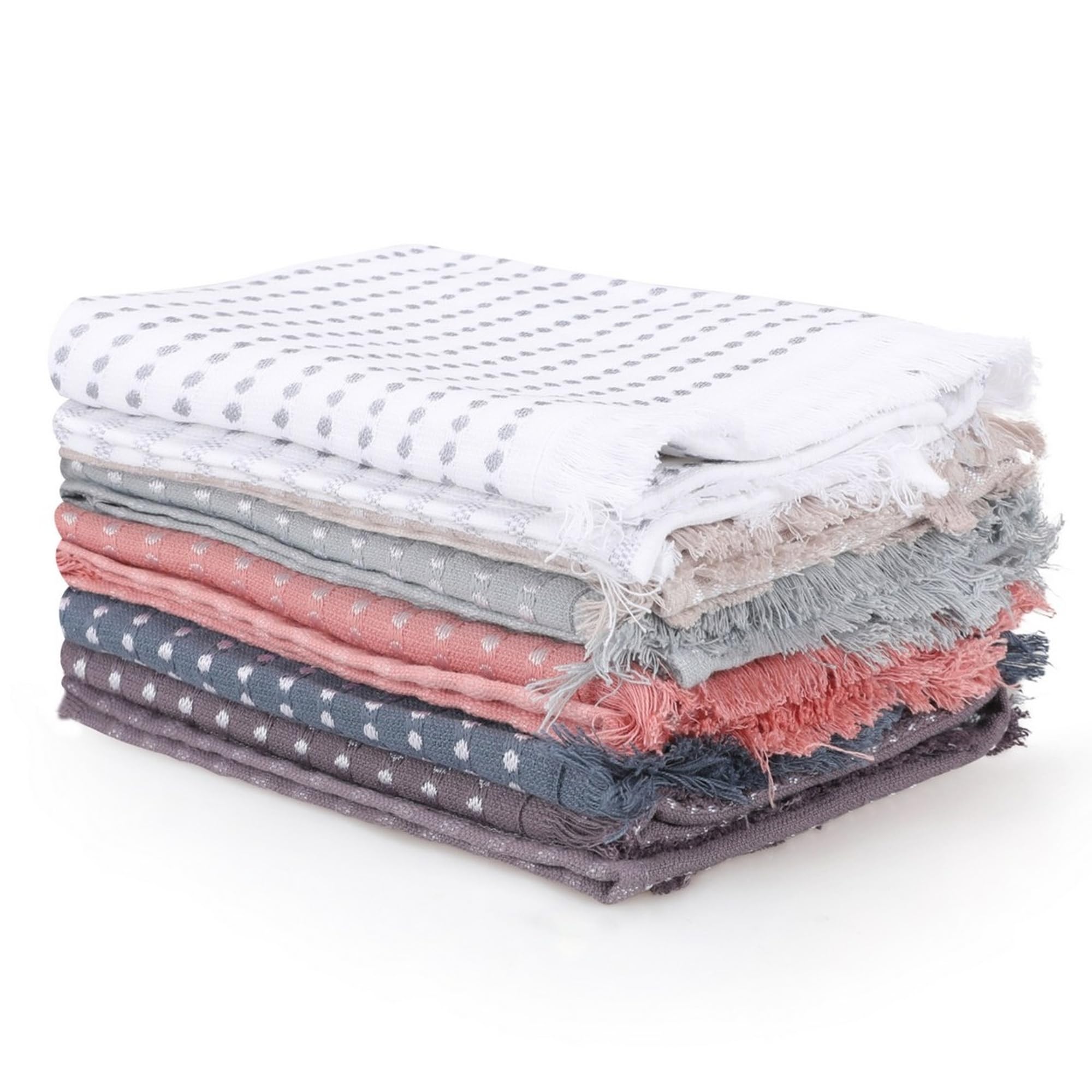 Well Home Wash Towel Set (6-Piece) Dark Blue, Brown, Powder, Green and Beige, Dark Blue Brown Powder Green Beige, 40x60