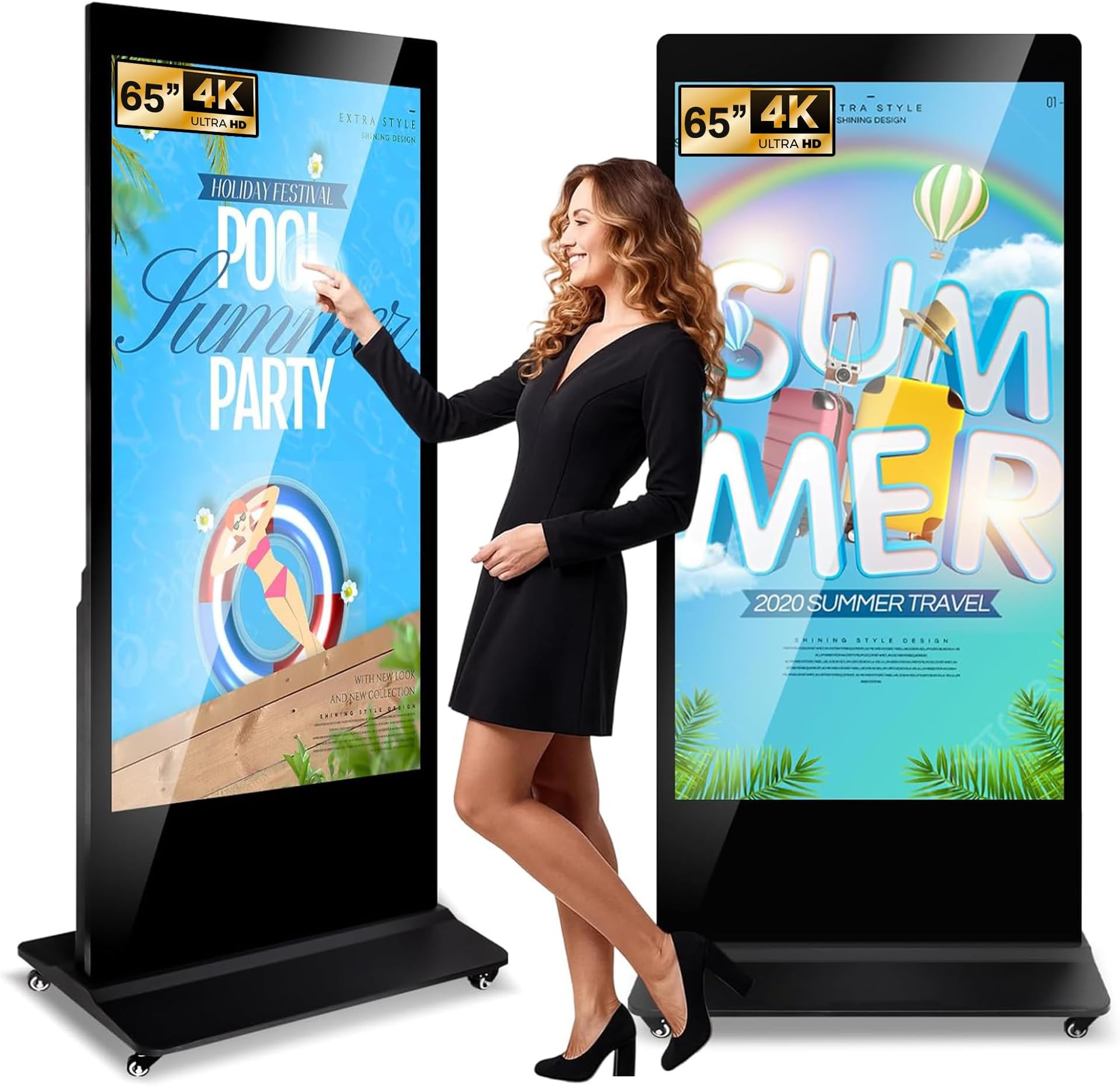 65 Inch Digital Signage Display 4K UHD Touchscreen Android 11 Smart Commercial Displays with Multi-Split Screen with 178° Wide View,24/7 Stable Operation for Stores/Mall/Airport/Restaurant​