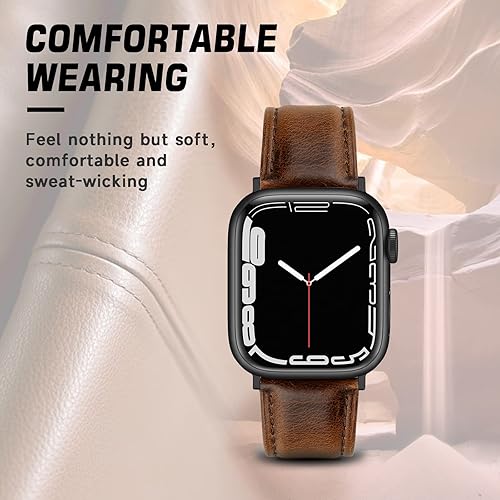 Miniatura 4 de Eyamumo Correas de cuero compatibles con Apple Watch Band de 165 pulgadas 173 pulgadas 177 pulgadas para mujeres y hombres correa de repuesto de