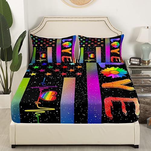 Miniatura 3 de Juego de sábanas de orgullo gay, accesorios de orgullo lgbt, sábanas de bandera arcoíris para mujeres y hombres, juego de ropa de cama de girasol en