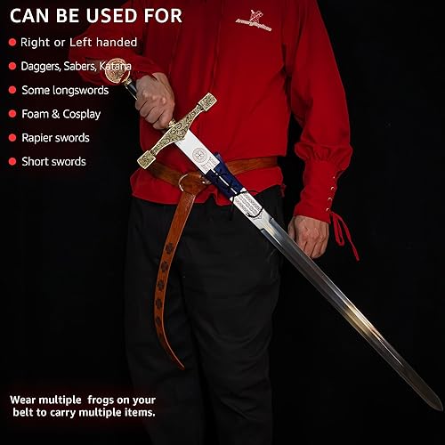 Miniatura 3 de Armory Replicas - Funda de daga de cuero genuino - Rana espada ajustable de inspiración medieval para armas pequeñas