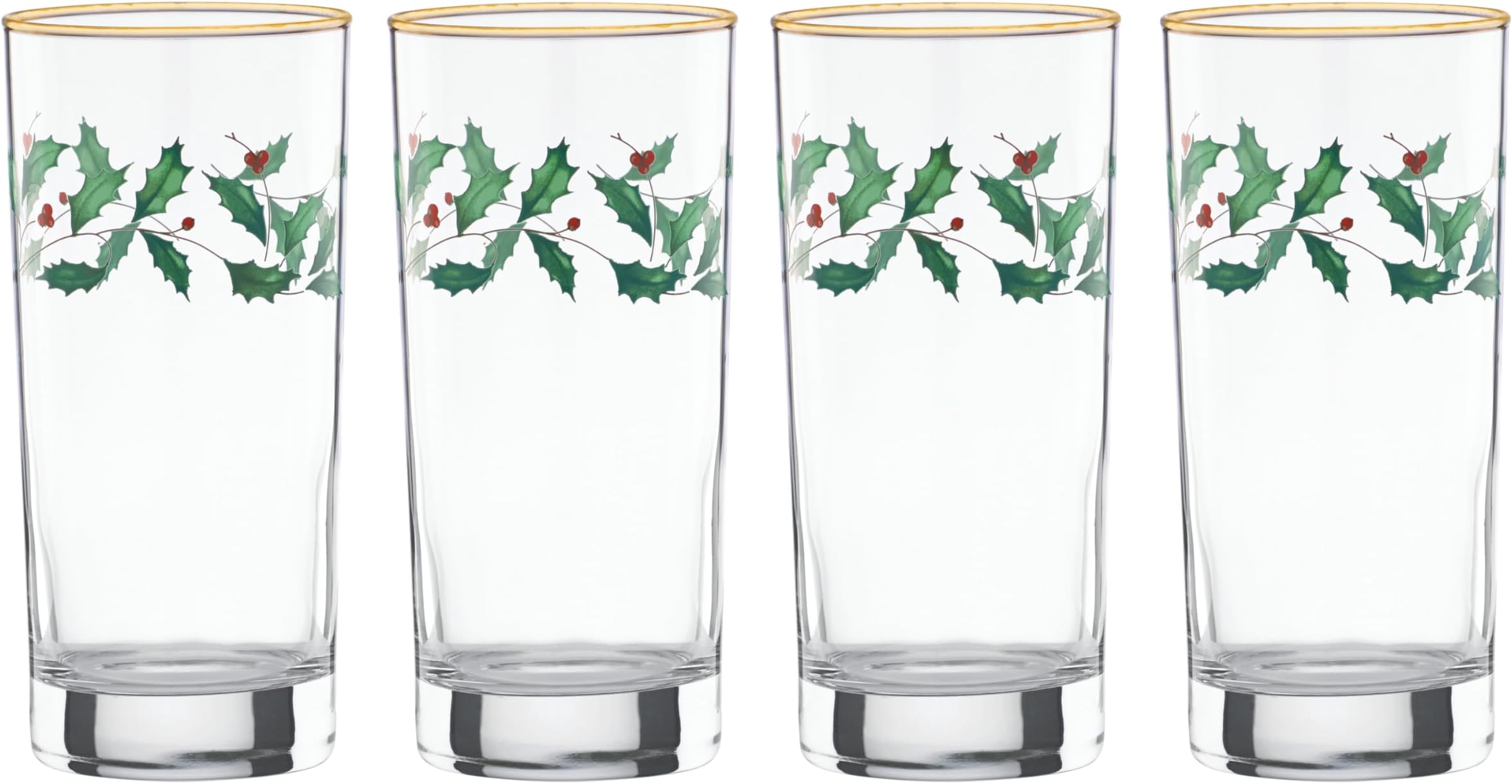 Spode Christmas Tree 13oz Wine Glasses, Set Of 4 - Festive Holiday Drinkware With Gold-Rimmed Seasonal Designs, Ideal For Red Or White Wine At Christmas Dinners And Family Gatherings: Wine Glasses