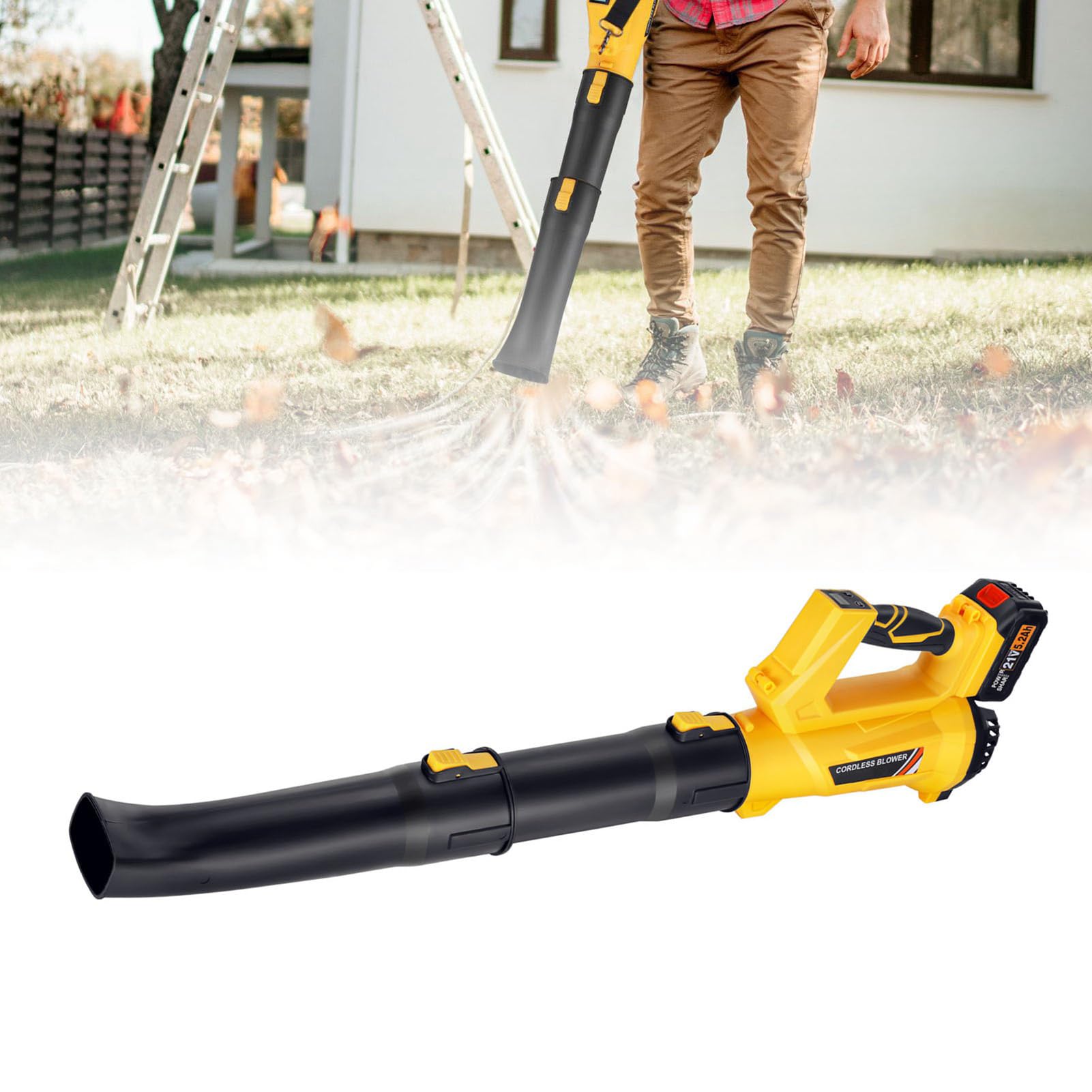 Potente Soffiatore per Foglie Senza Fili, Strumento Industriale a Batteria, Alta velocità del, Versatile per Cortile, Garage, Pulizia del Giardino, Bassa rumorosità, (Spina europea)