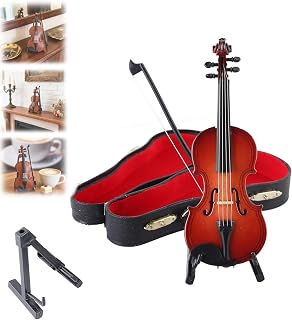 Playable Tiny Violin Figurine, The Worlds Smallest Miniature Musical Instrument with Sound and Sad Music, Gift for Musicians and Lovers for Performance Display (3.15in)