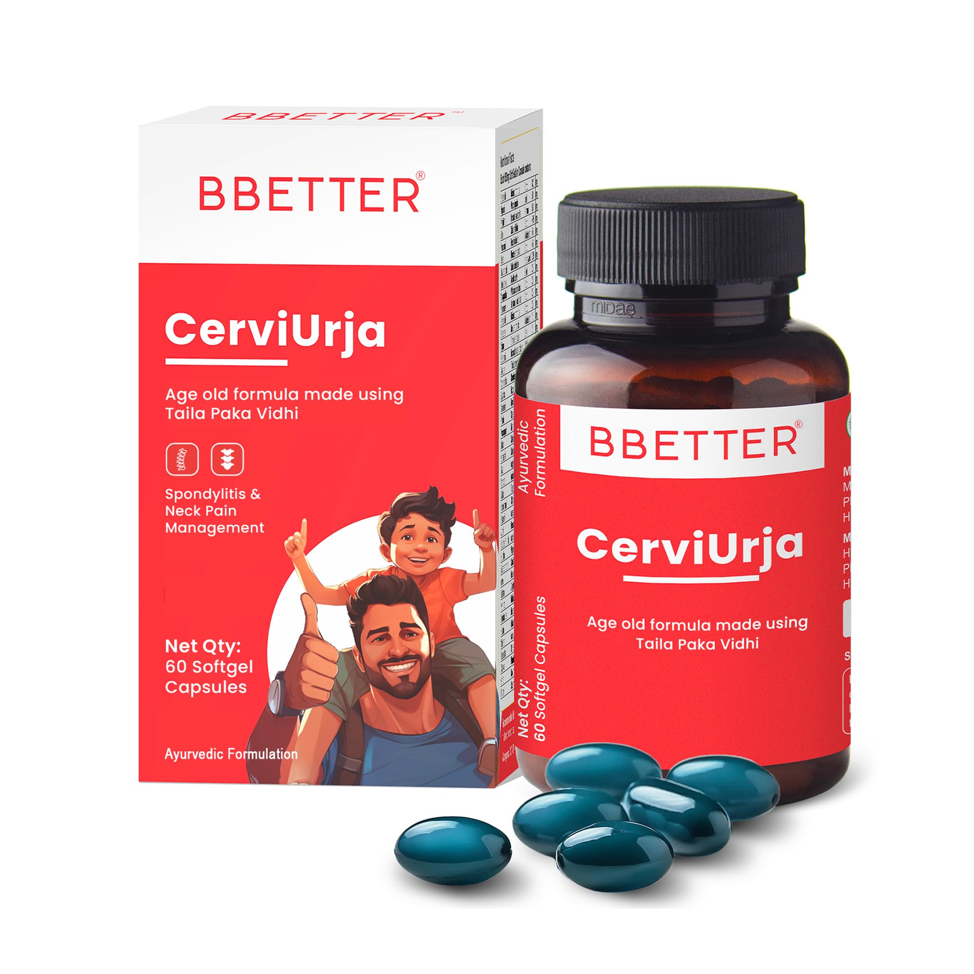 BBETTER CerviUrja - Ayurvedic Neck, Shoulder Pain Relief & Cervical Spondylitis Relief | Made by Taila Paka Vidhi Method | 60 Softgels-image-32