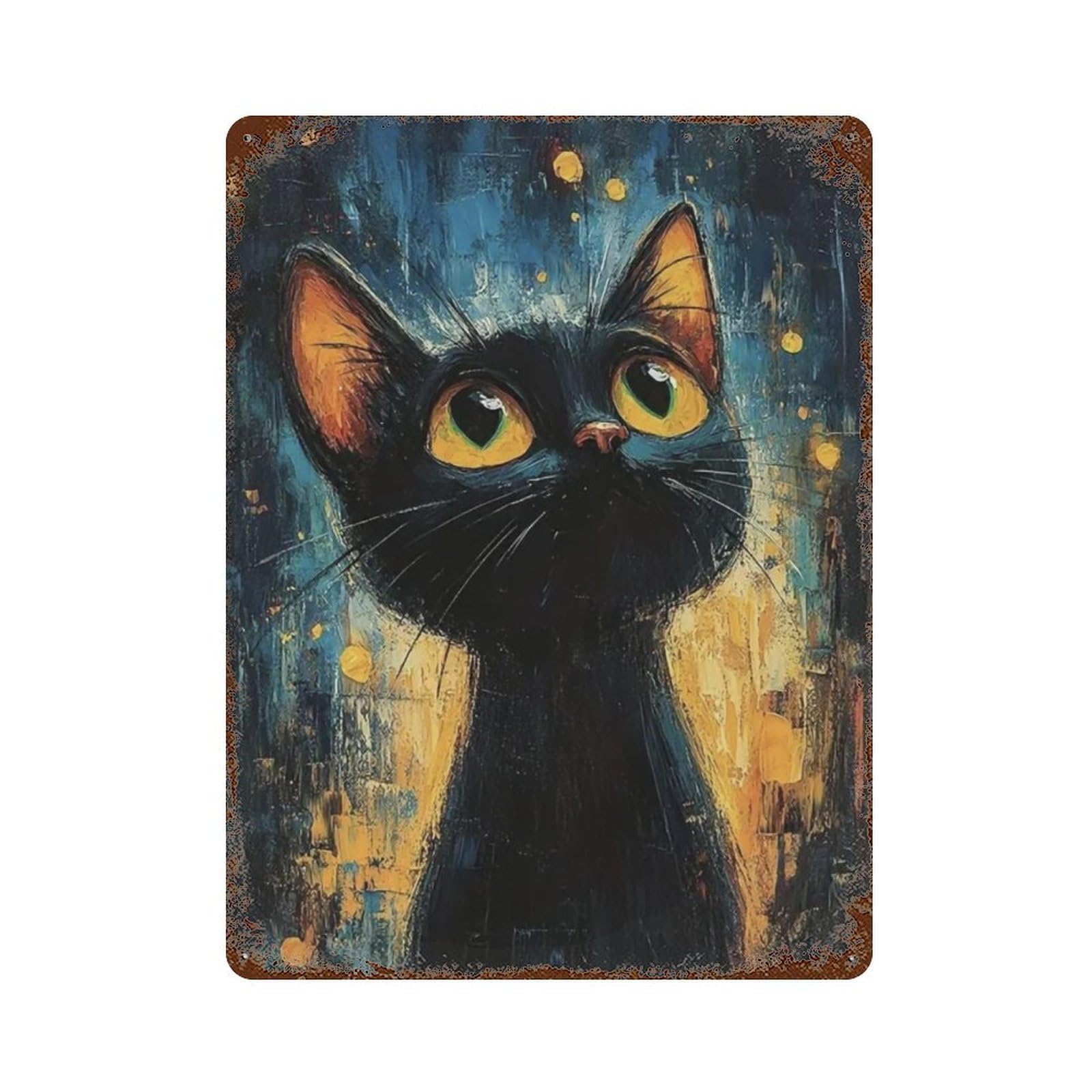 Chat noir en métal : décoration murale rétro durable pour cuisine chic - 8