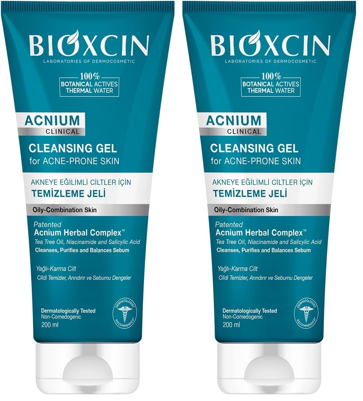 Bioxcin Acnium Sebum Dengeleyici Yüz Yıkama Jeli – Niasinamidli, Termal Sulu, Bitkisel Kompleksli, Akneye Eğilimli ve Yağlı Ciltler İçin, 200 ml (2 paketi)
