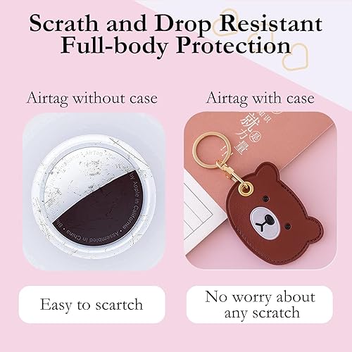 Miniatura 62 de Funda de cuero para llavero para Apple Airtag, funda protectora de AirTag con anillo para llavero, funda antiarañazos para llaves