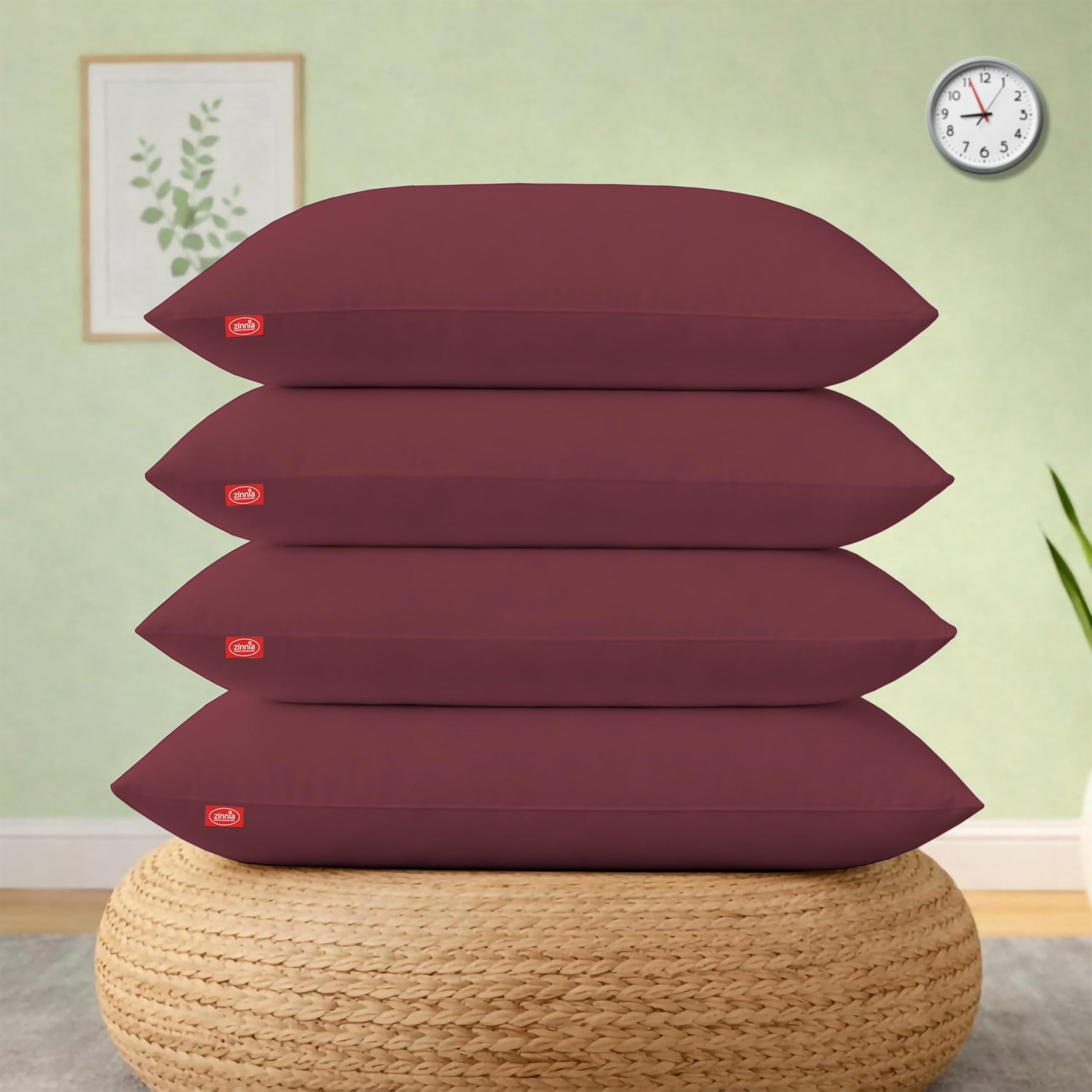 zinnia Comfort Soft Microfiber Pillow | Ruby Red | Basic Size 41 x 61 CM | Pack of 4-image-10