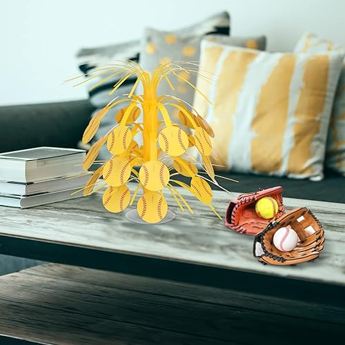 Miniatura 6 de Honoson 3 Pieces Table Softball Centerpiece 8.5" Glitter Foil Softball Cascade Decoration Party Decor Supplies for Softball Themed Party