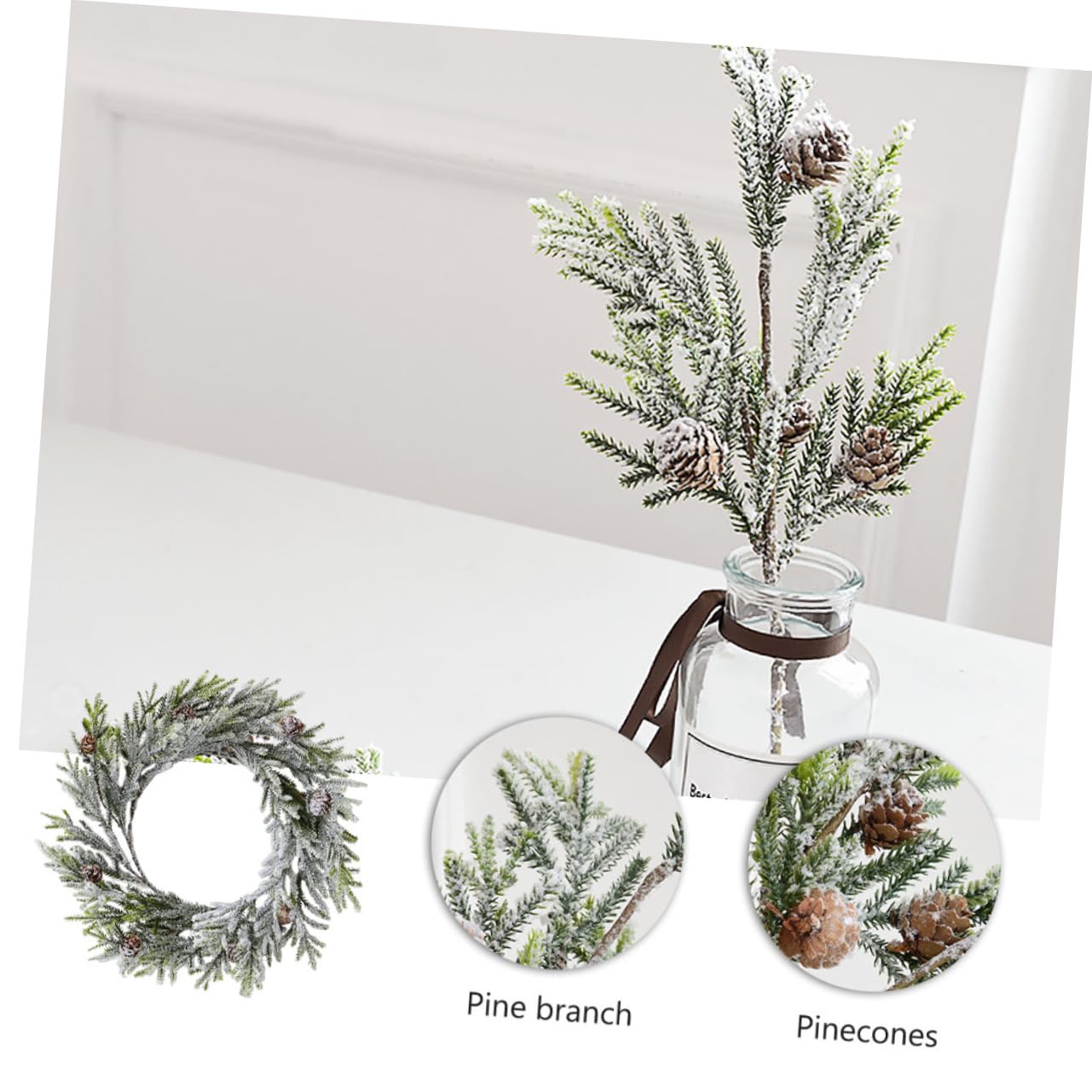 Alipis Couronne de Noël avec Pendentif Pomme de Pin Guirlande de Porte Décoration Festive à Suspendre Décoration de Fête Intérieure et Extérieure