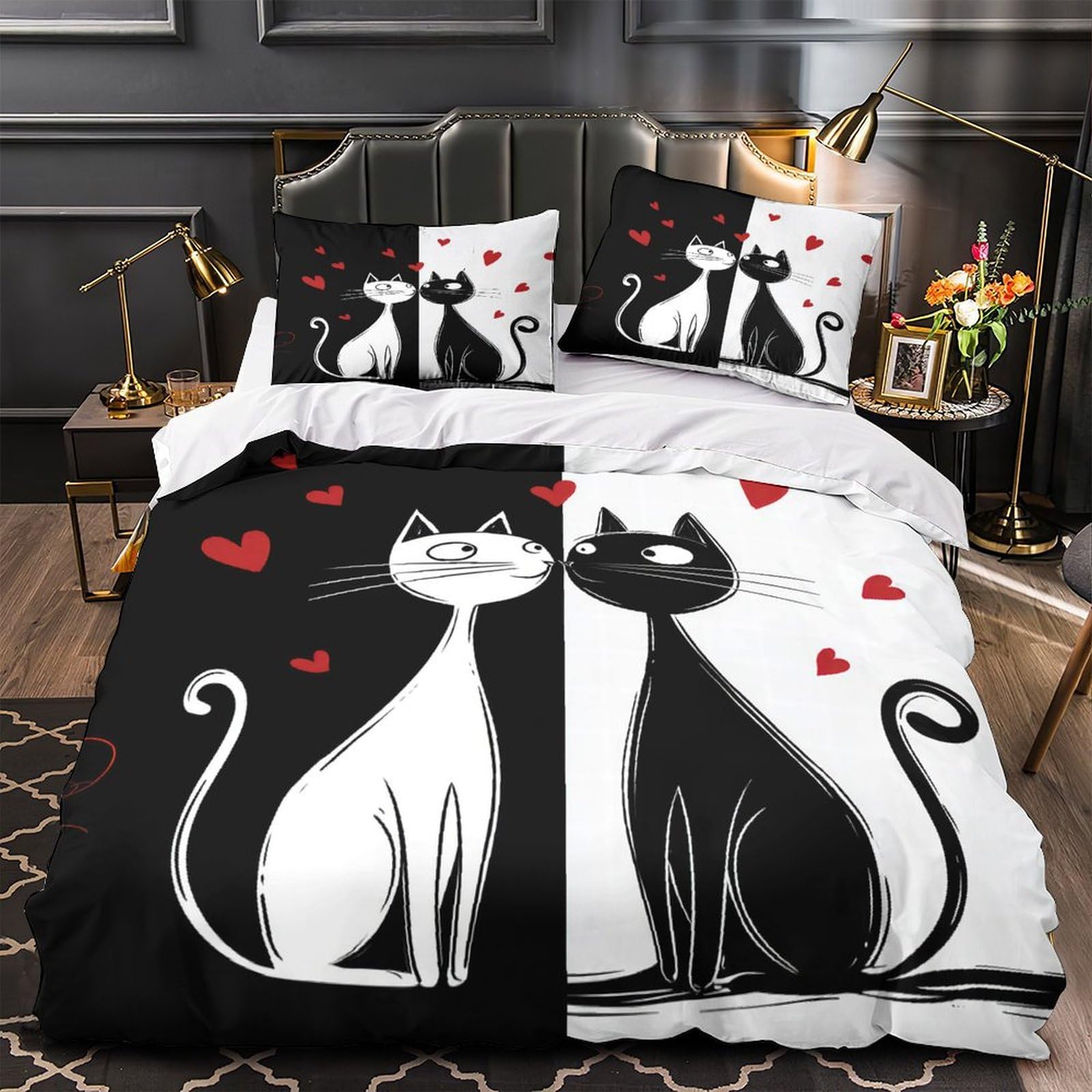 Housse de couette chat 140x200 pour décorer une chambre d'enfant tendre et chaleureuse