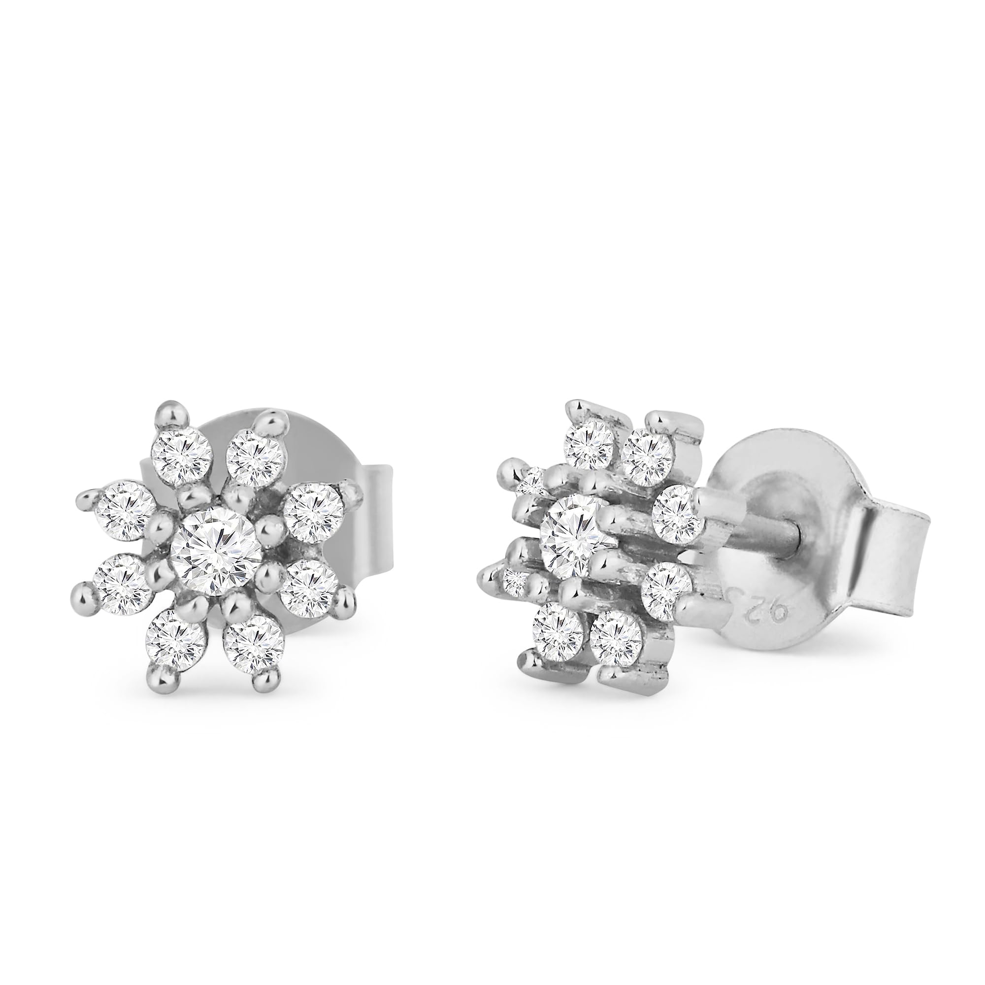 ZAVYA 925 Sterling Silver Cubic Zirconia Rhodium Plated Designer Floral Earrings | Stylish Silver Jewellery | Gift for Women and Girls | With Certificate of Authenticity & 925 Hallmark (B0B7F77BG8) Amazon Price History, Amazon Price Tracker