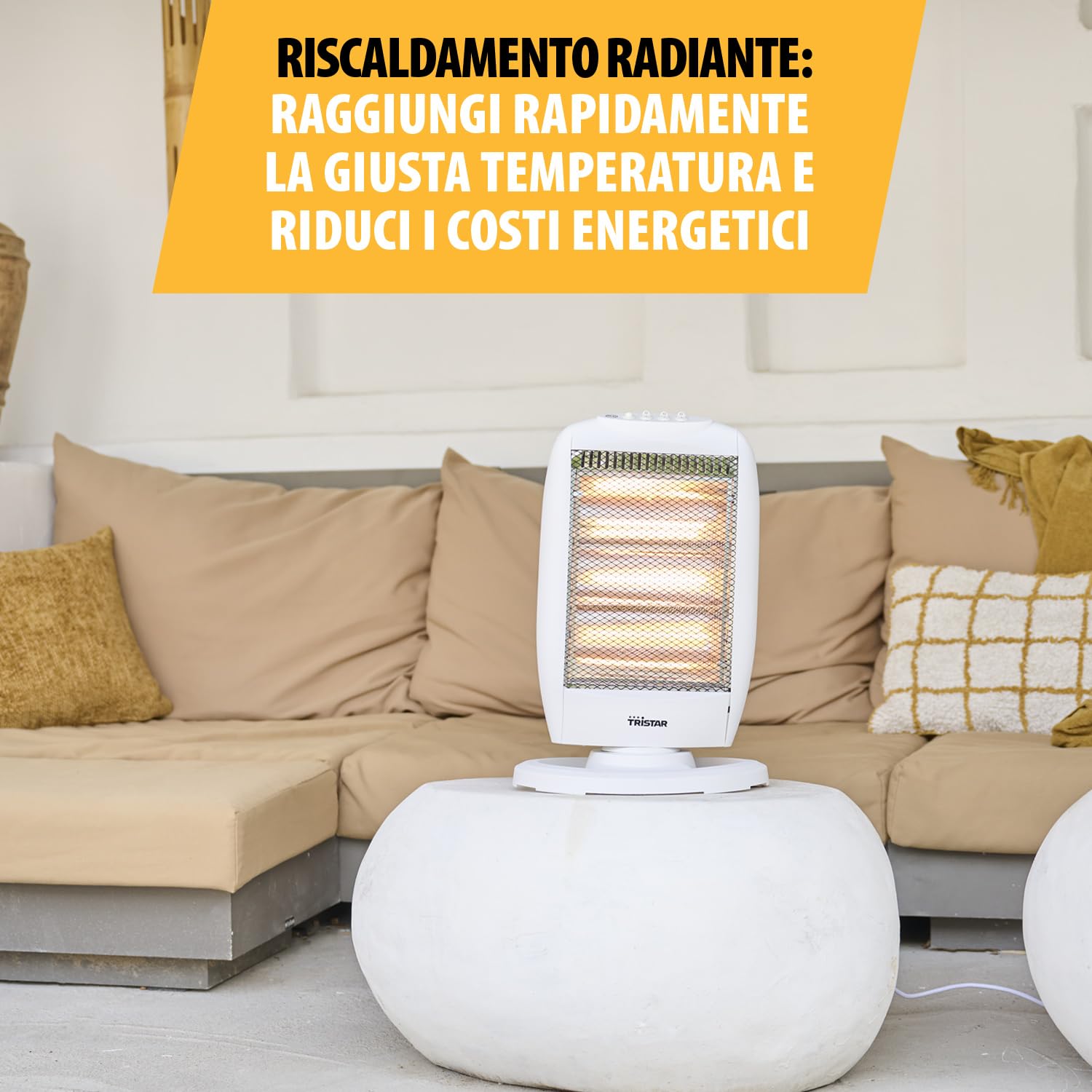 Tristar Radiatore elettrico booster KA-5129 - Alogeno - 3 impostazioni di potenza - Oscillante - 1200 W max Grigio