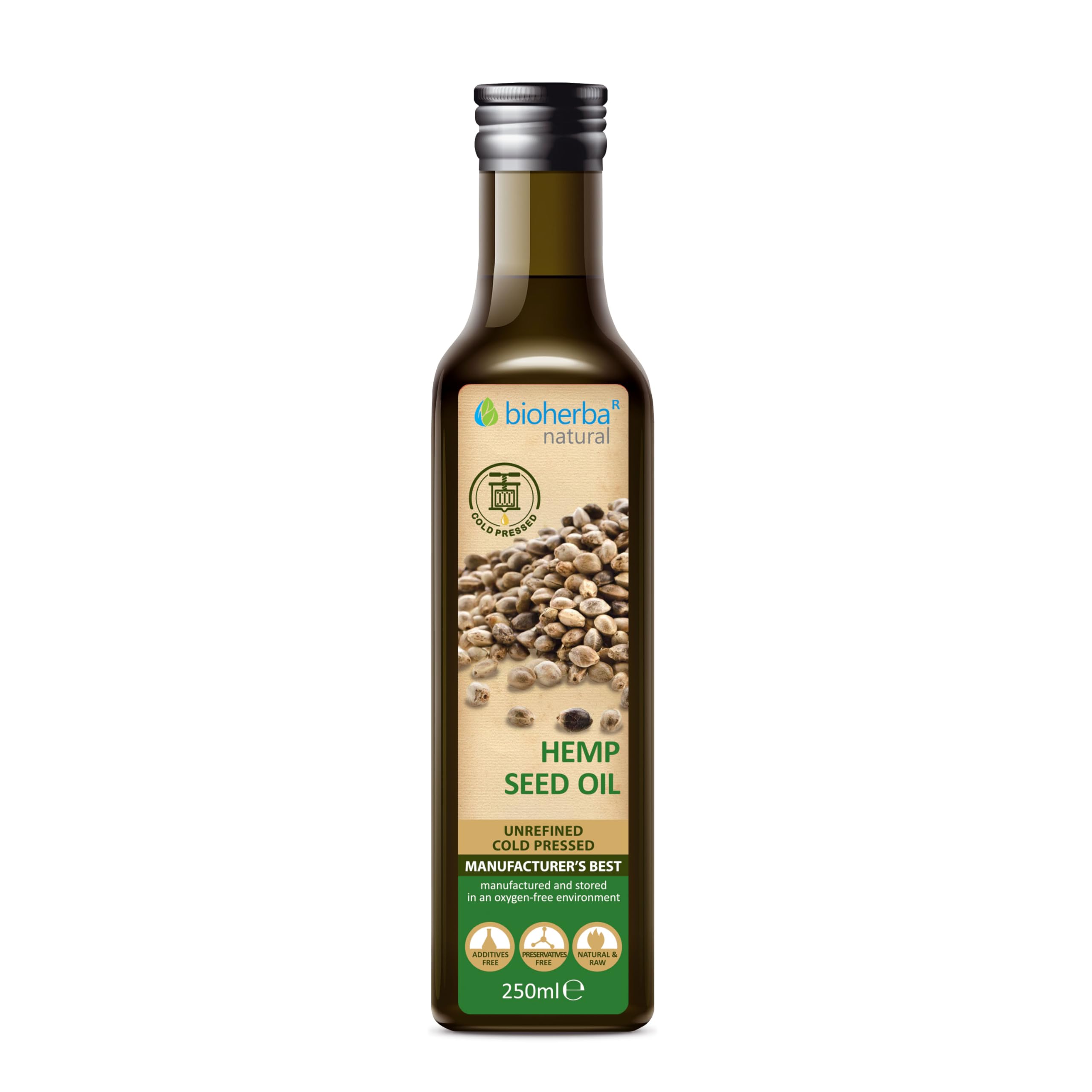 Huile de chanvre 250 ml – Huile végétale naturelle et pressée à froid | BIOHERBA