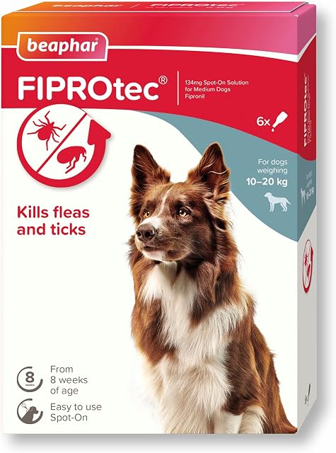 Beaphar Fiprotec Spot On Medium Dog, 6 Pipettes, Flea And Tick Treatment For Dogs, Flea Treatment For Dogs, Dog Flea Treatment Medium Dogs