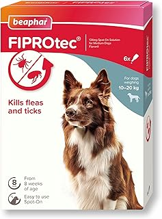 Beaphar | FIPROtec Spot-On for Medium Dogs (10– 20kg) | Kills Fleas & Ticks | Vet Strength Treatment | 6 Pipettes