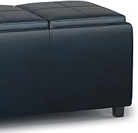 Vista 7 de SIMPLIHOME Avalon Storage Ottoman - 42 inch Wide Upholstered Vegan Leather Rectangular Flip-Top Ottoman in Distressed Dark Blue, Contemporary Coffee