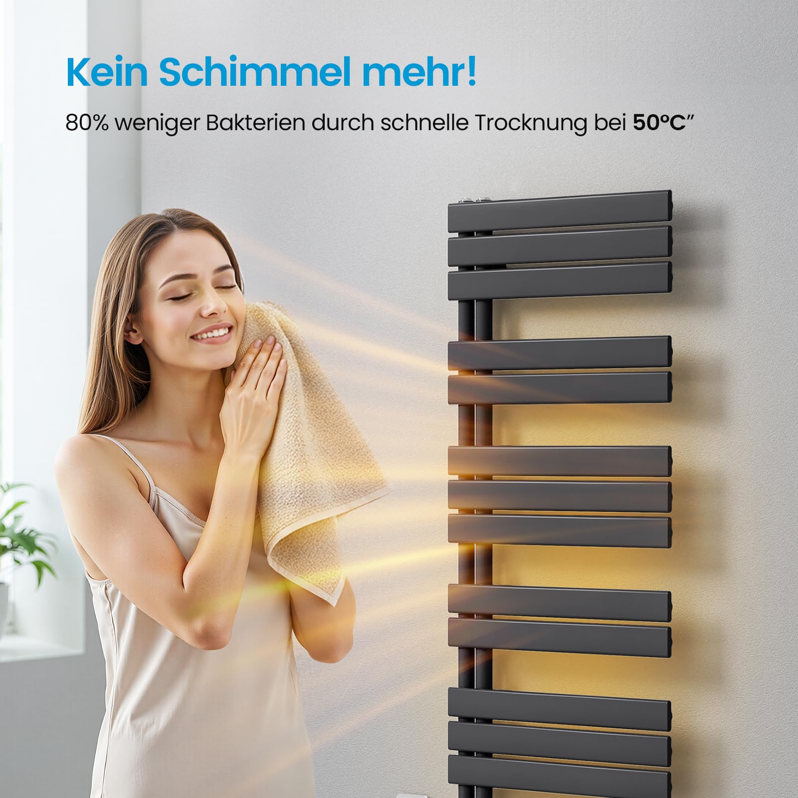Heilmetz Badheizkörper Elektrisch 1176x600mm 600 Watt Digitaler Thermostat Handtuchheizkörper Timer-Funktion
