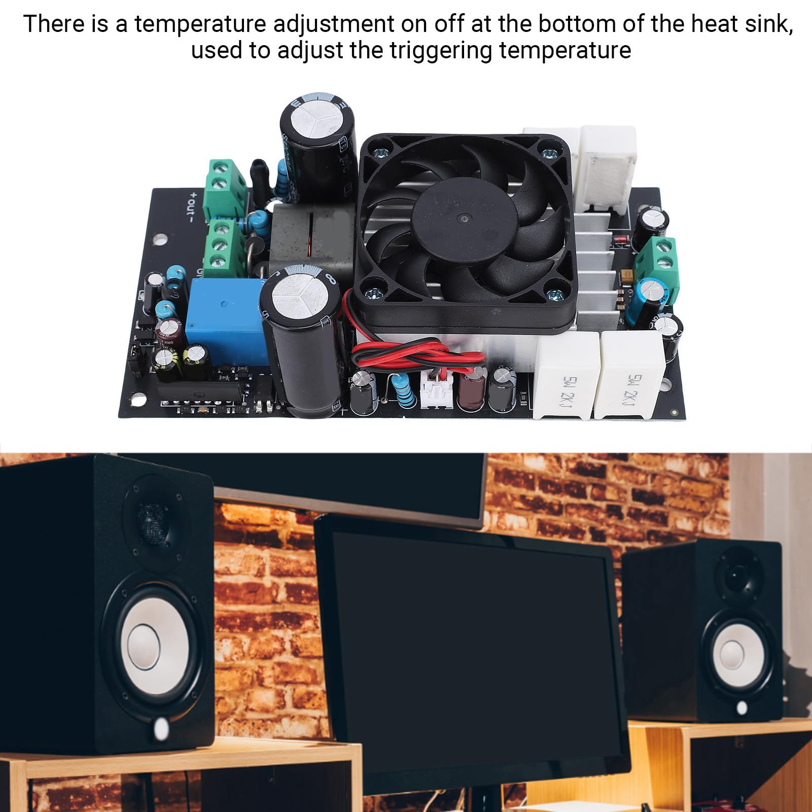 RiToEasysports Placa Amplificadora de 1000W, Módulo Amplificador de Potencia Digital HiFi Clase D con Ventilador de Refrigeración para Altavoces DIY, Guitarra, para Coche
