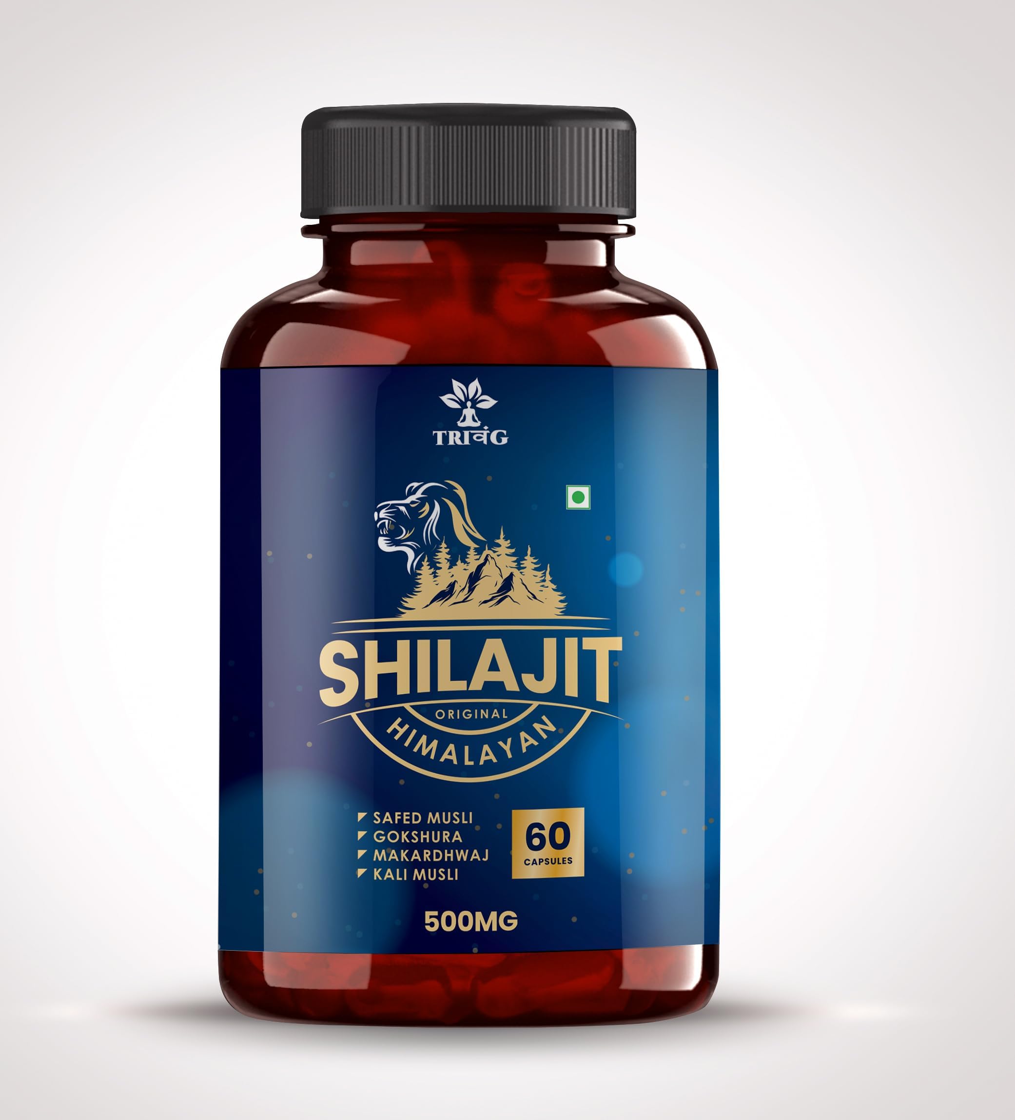Shilajit Capsule With Safed Musli,Ashwagandha, Kaunch Beej Extract And Makardwaj - 60 Capsules | Gmp And Iso Certified