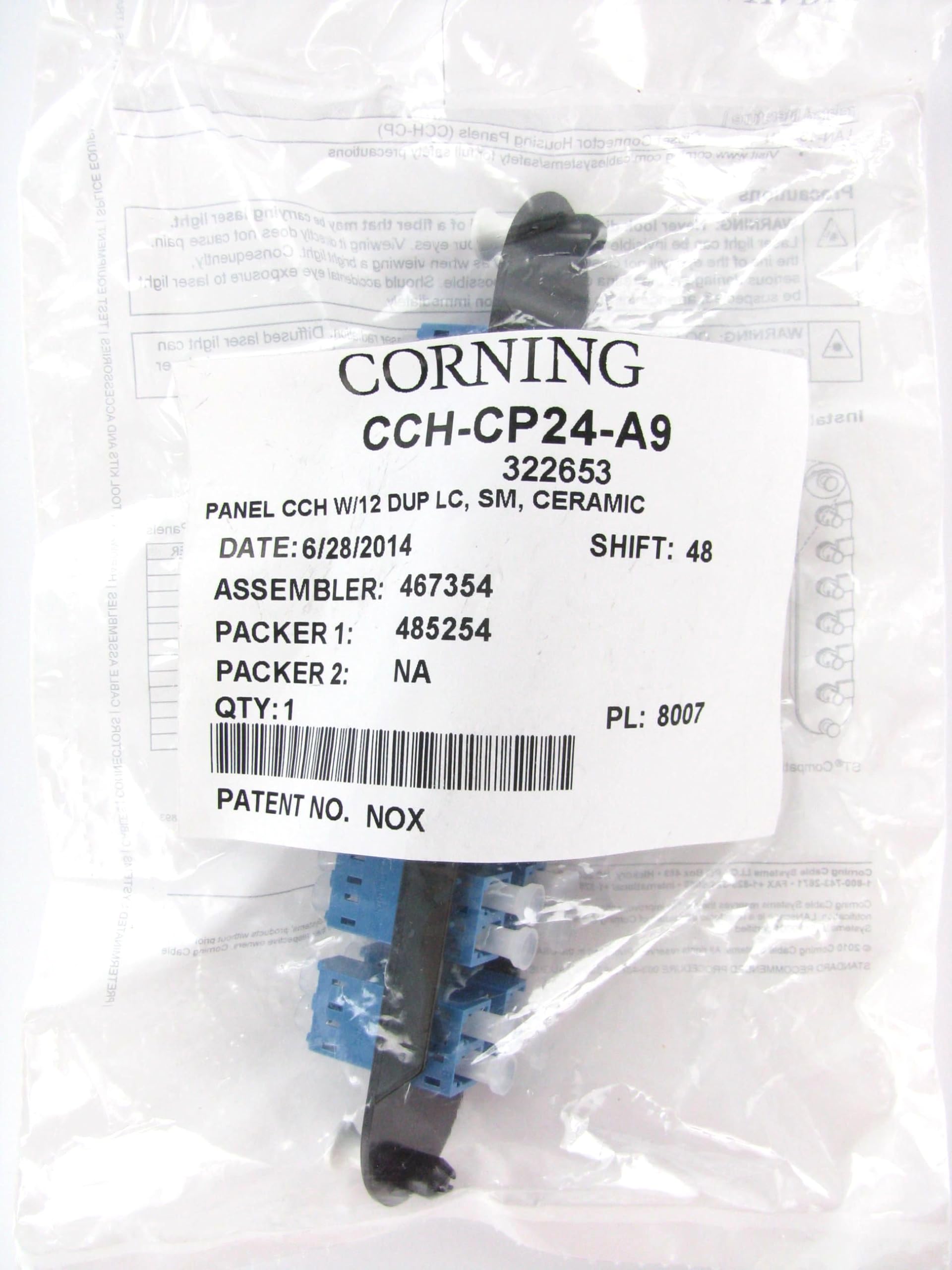 Amazon.com: Corning CCH-CP24-A9 Fiber Adapter Panel, 12 LC Duplex