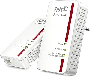 AVM FRITZ!Powerline 1240E WLAN Set Edition International, Kit extender per rete elettrica fino a 1.200 Mbit/s, Wi-Fi integrato fino a 300 Mbit/s, Mesh, Access Point, Interfaccia in italiano