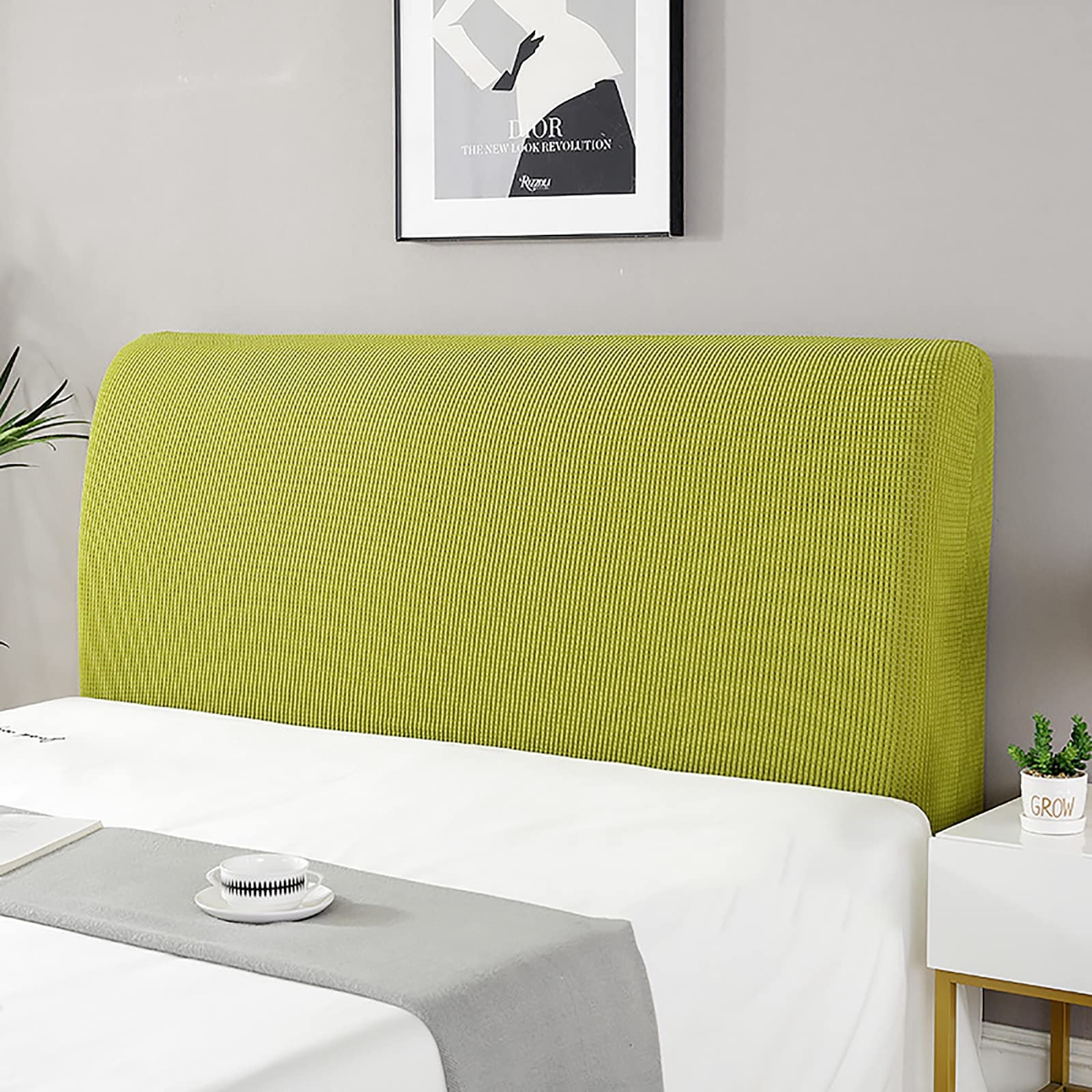 UVCMDUI Headboard Cover, Stretch Bed Headboard Cover for Double/Single Bed, King/Super King Size Washable Headboard Slipcover,grass green,150cm/59.1in
