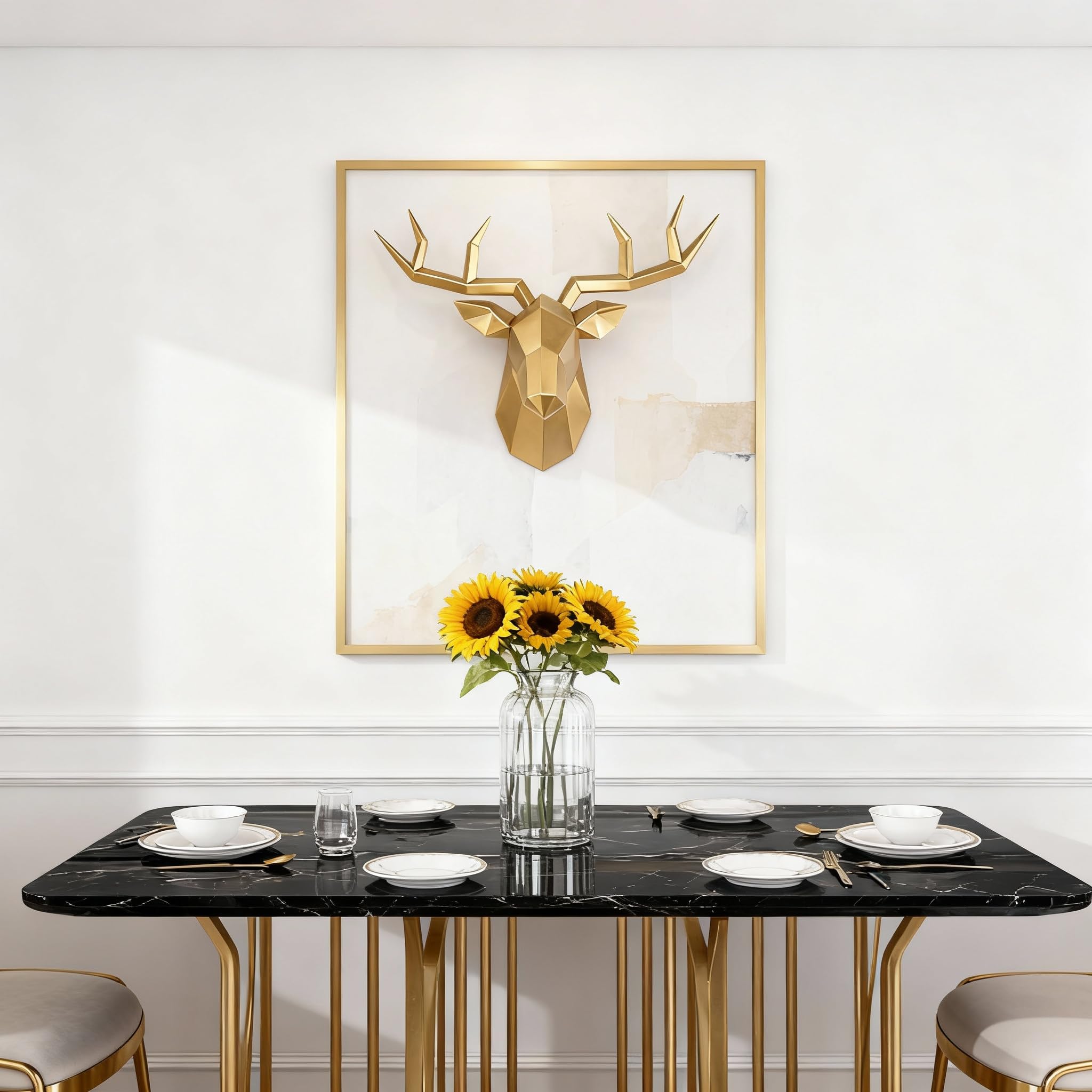 Amazon.de: XYQXYQ Hirschkopf-Wanddekoration, knstliche Tierkopf-Skulptur  aus Kunstharz, goldfarbener Hirschkopf-Wandschmuck, moderne  Geweih-Wanddekoration, dekorativer Hirschkopf fr Wohnzimmer, Schlafzimmer