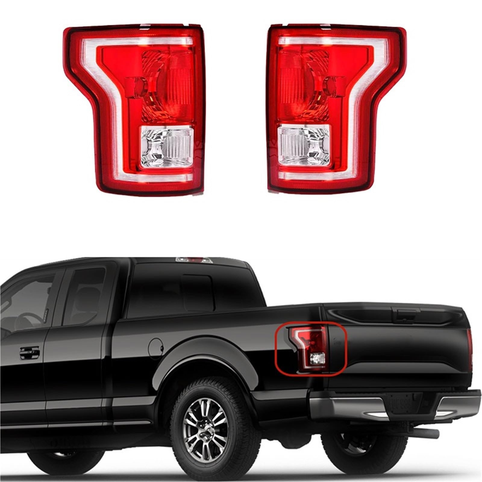 Halogen światła Lampa tylna zespolona Zestaw tylnych lamp samochodowych do Pickup 2015 2016 2017, kierunkowskaz, światło hamowania(1pcs for right side)