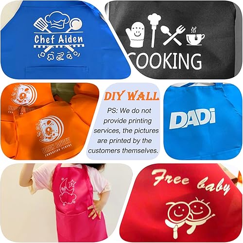Miniatura 6 de BIGHAS Kids Apron for Boys and Girls Adjustable Neck Strap Hook and Loop Fastener Design Waistband for Baking, Cooking, Chef