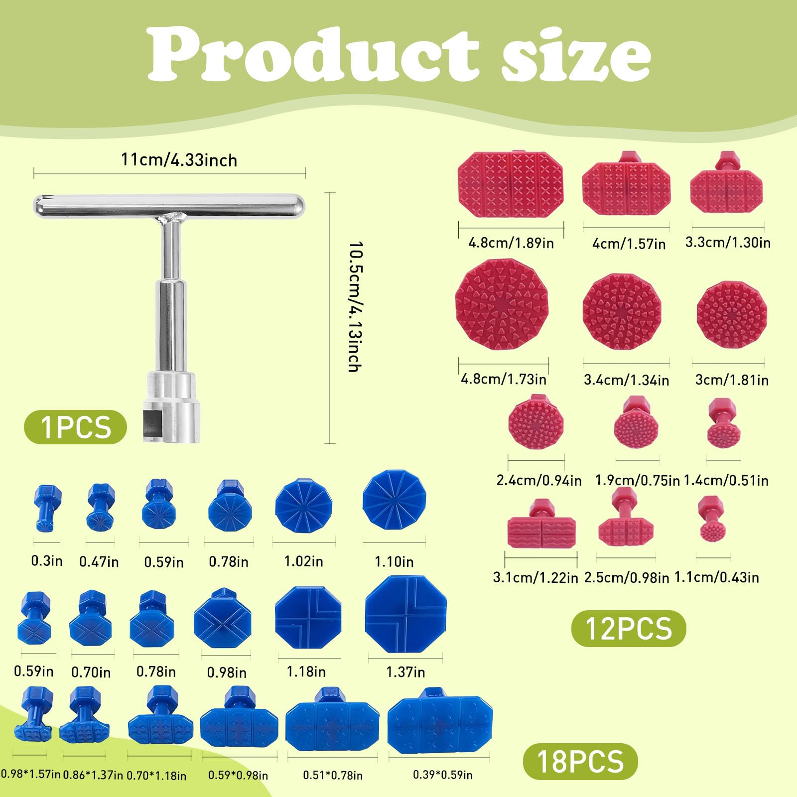 Tirabolli per carrozzeria auto kit 31 pezzi T-bar leva estrattore ammaccature carrozzeria blu e rosso riparazione auto fai da te elettrodomestici officina