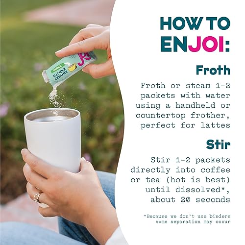 Miniatura 7 de JOI - Crema para café con leche de avena, caja de 10 unidades endulzada por JOI  Superalimento, vegano, sin lácteos, a base de plantas, Kosher,