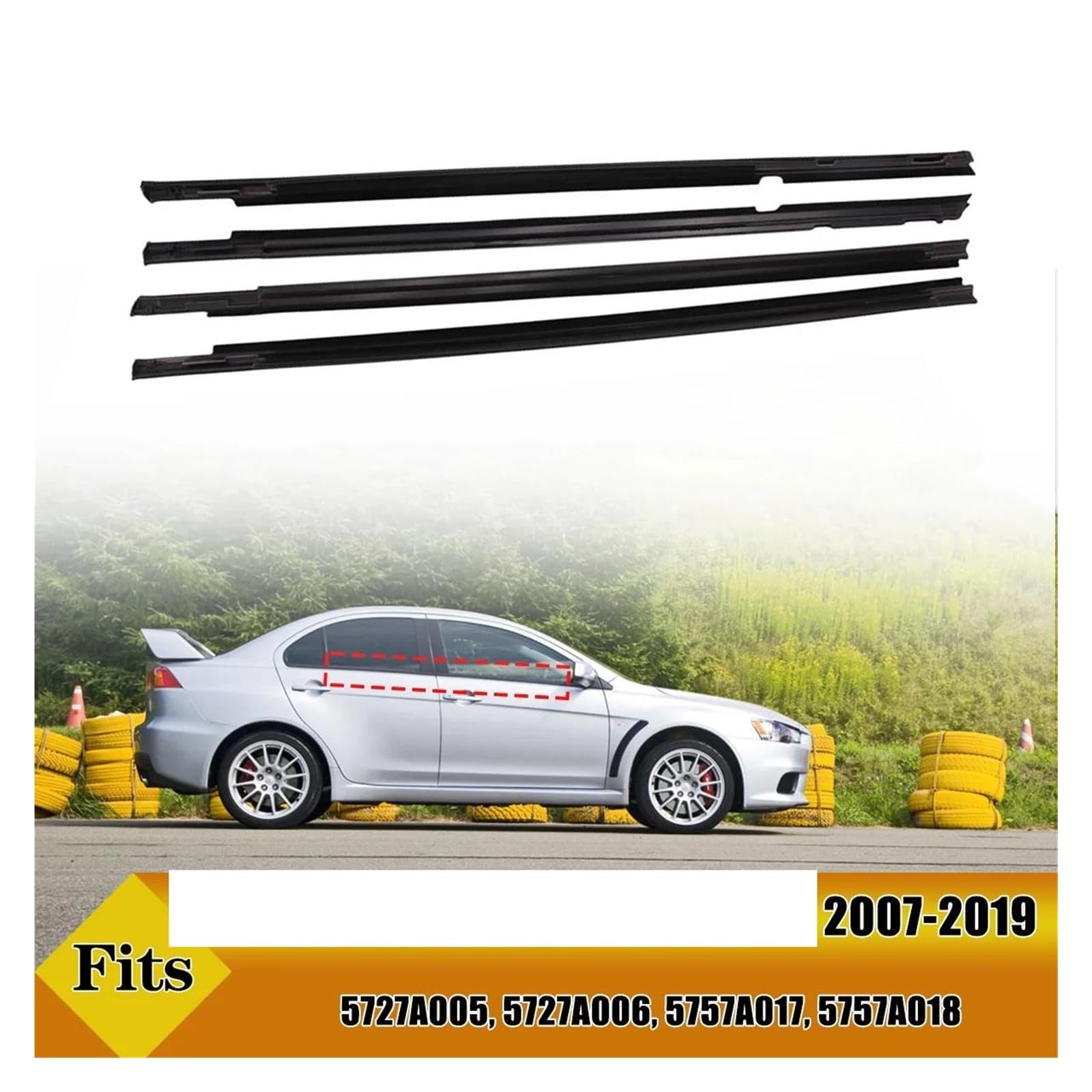 Ochraniacze krawędzi zderzaka (4 szt.) do Mitsubishi Lancer CY CX Fortis i Mitsubishi Evo CZ 2007-2019 - Zewnętrzne uszczelki do okien, drzwi i zderzaków