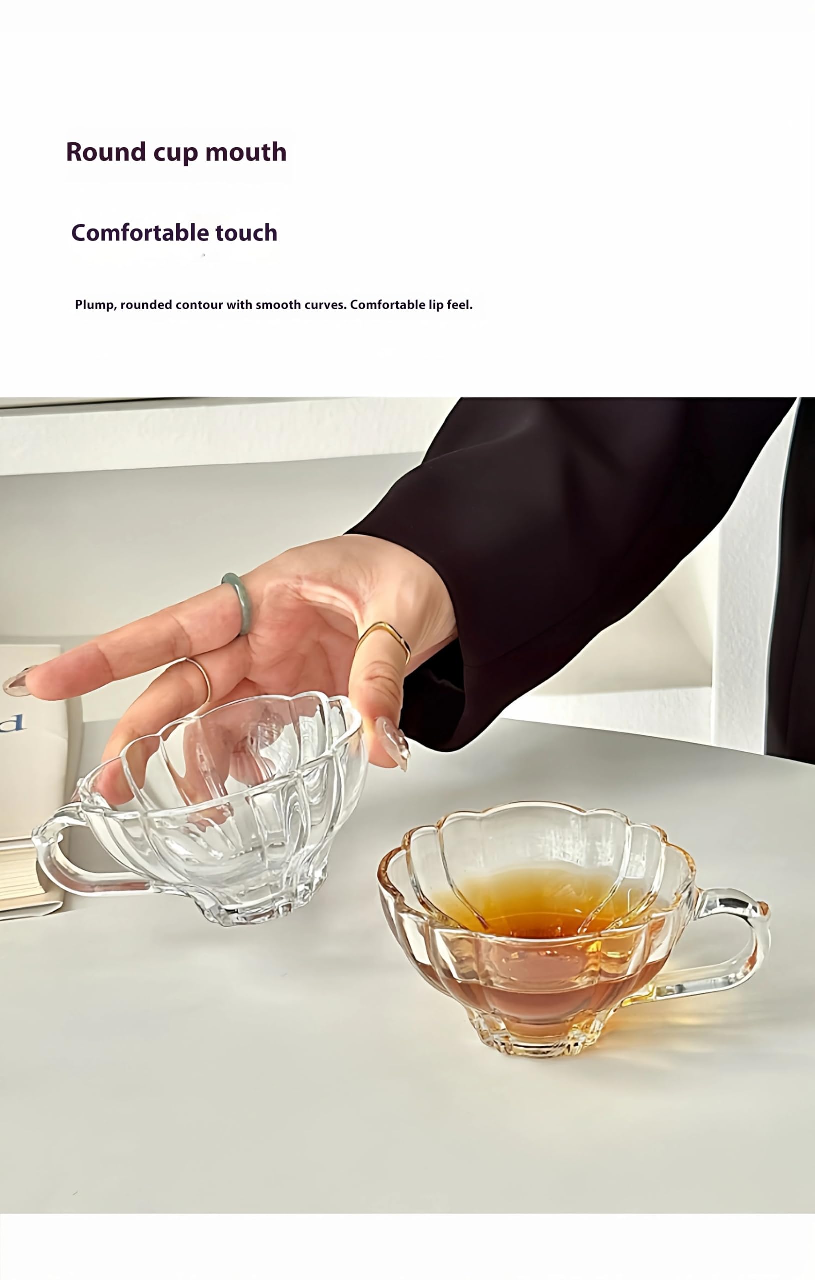 Avastro 120ml Glass Coffee Cup Palace Style Afternoon Tea Small Cups High Beauty Dessert Cup Dim Sum Sets Pack of 2 3