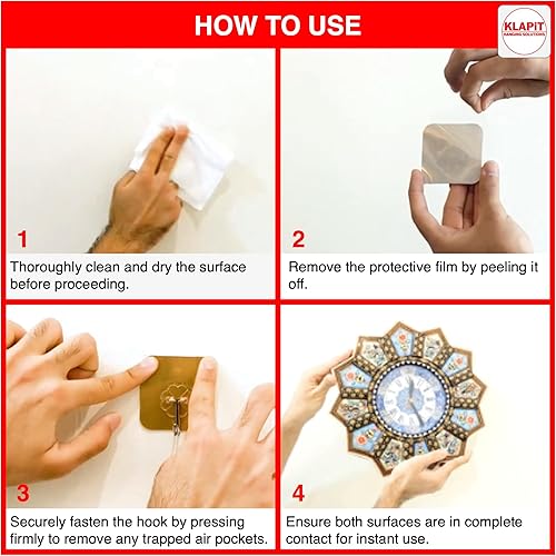Miniatura 5 de KLAPiT Super Hook - Ganchos de pared adhesivos de alta resistencia, soporta hasta 11 libras, impermeable, sin daños, fácil de instalar en azulejos,