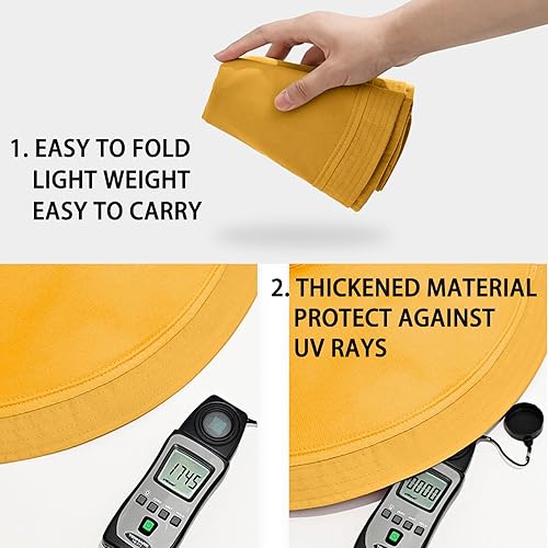 Miniatura 6 de Sombrero de sol de ala ancha de 7 pulgadas para mujer, sombrero grande plegable con protección UV, se puede llevar en ambos lados