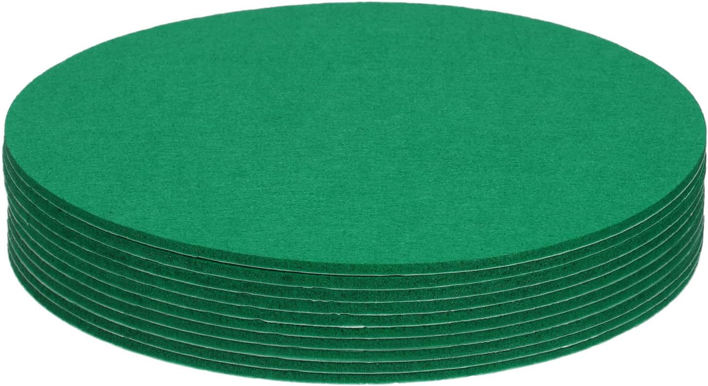 QUARKZMAN Pack of 10 Self-Adhesive Felt Gliders - 180 x 180 x 3 mm (L x W x D) Furniture Gliders Felt - Round Felt Gliders Chair Non-Slip Pads for Furniture, Table and Chair Protection Layer - Green