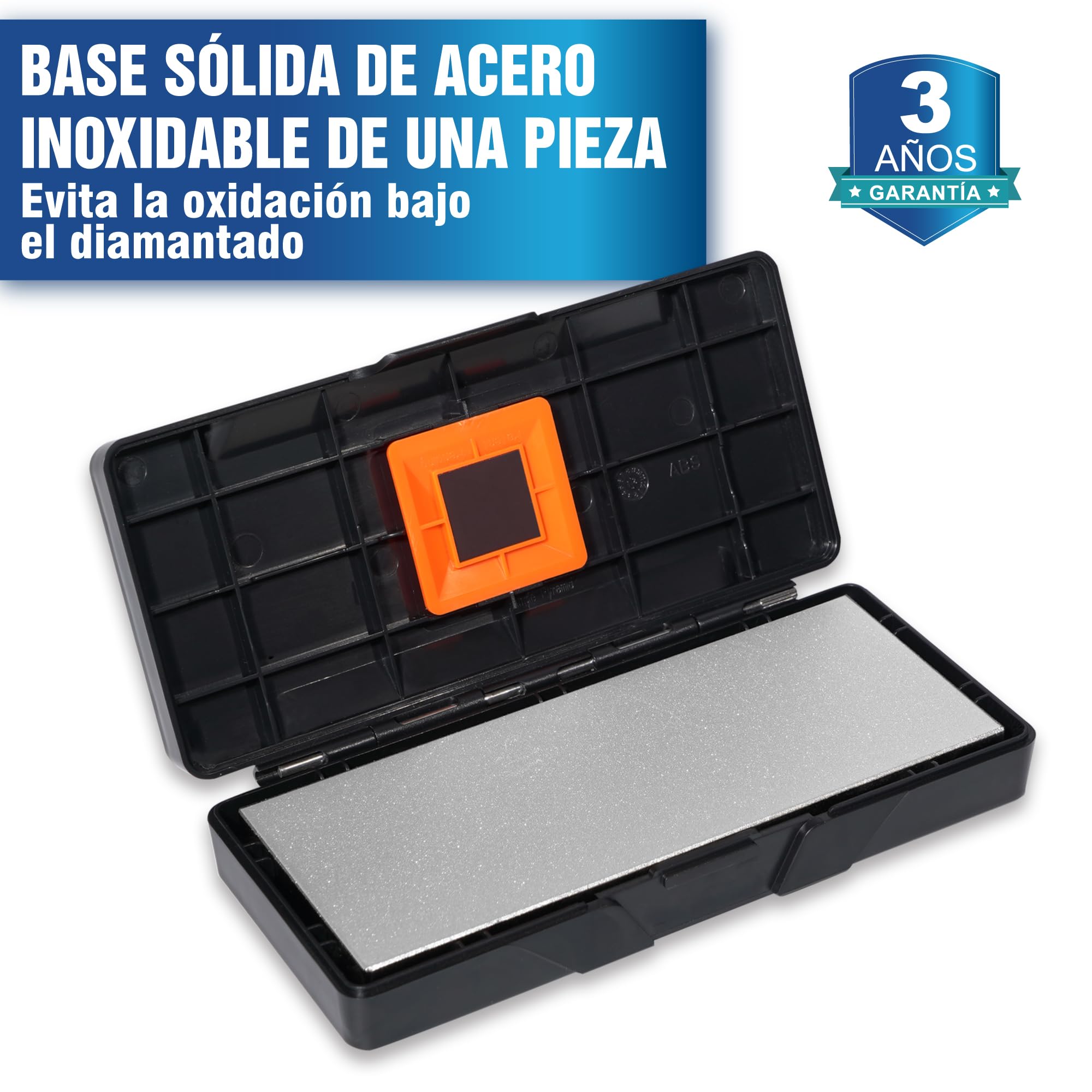 SHARPAL 156N Afilador con piedra de diamante para cuchillos, grano 325/1200, base antideslizante, guía de ángulo 152x63mm