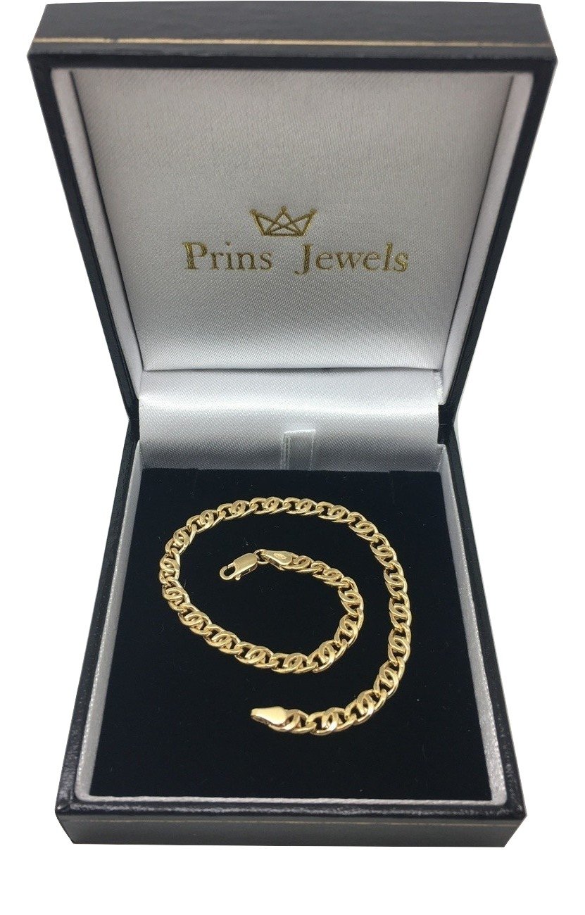 PRINS JEWELS 8er Panzer Armband 14 Karat 585 Gelbgold 4 mm Unisex