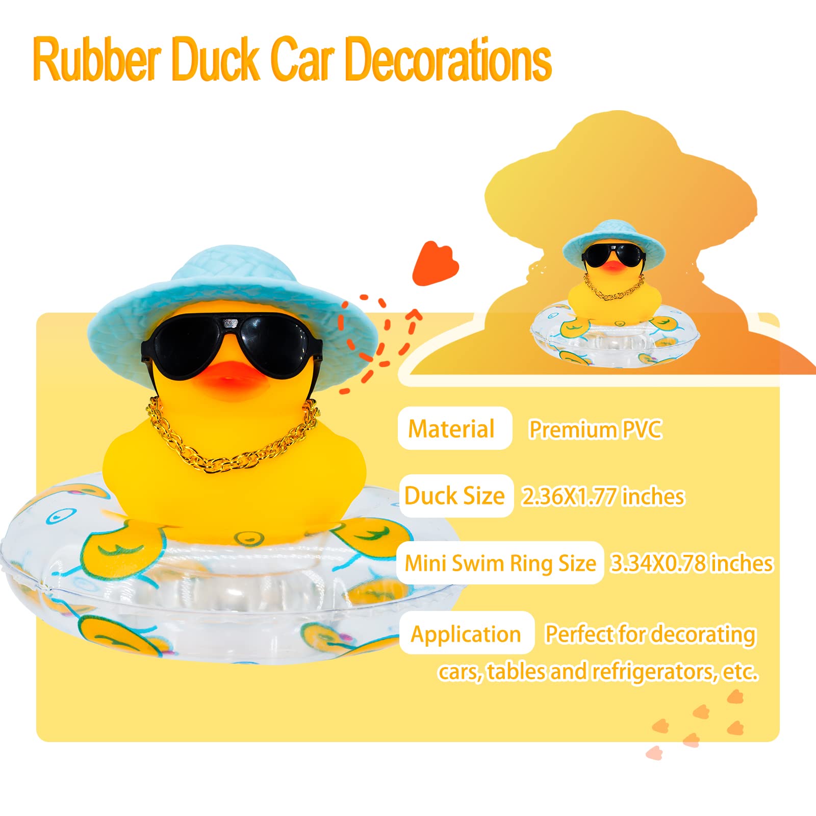 MuMyer Car Rubber Duck 2Pcs Duck Car Dashboard Decorations Yellow Duck