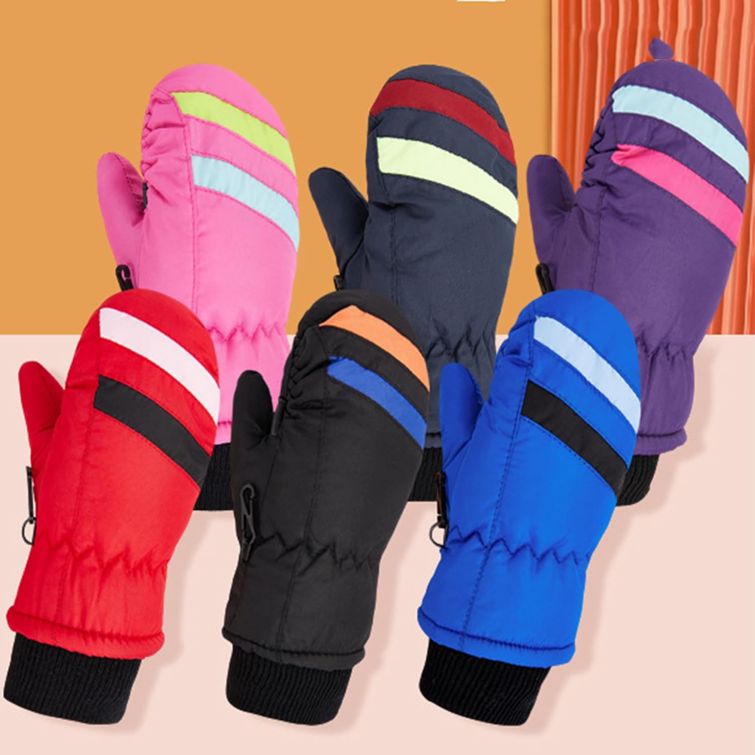 Kids Stripe Thicken Snow Mittens Glove for Toddler Winter Warm Ski Gloves for 2-5T Baby Boys Girls - Image 3