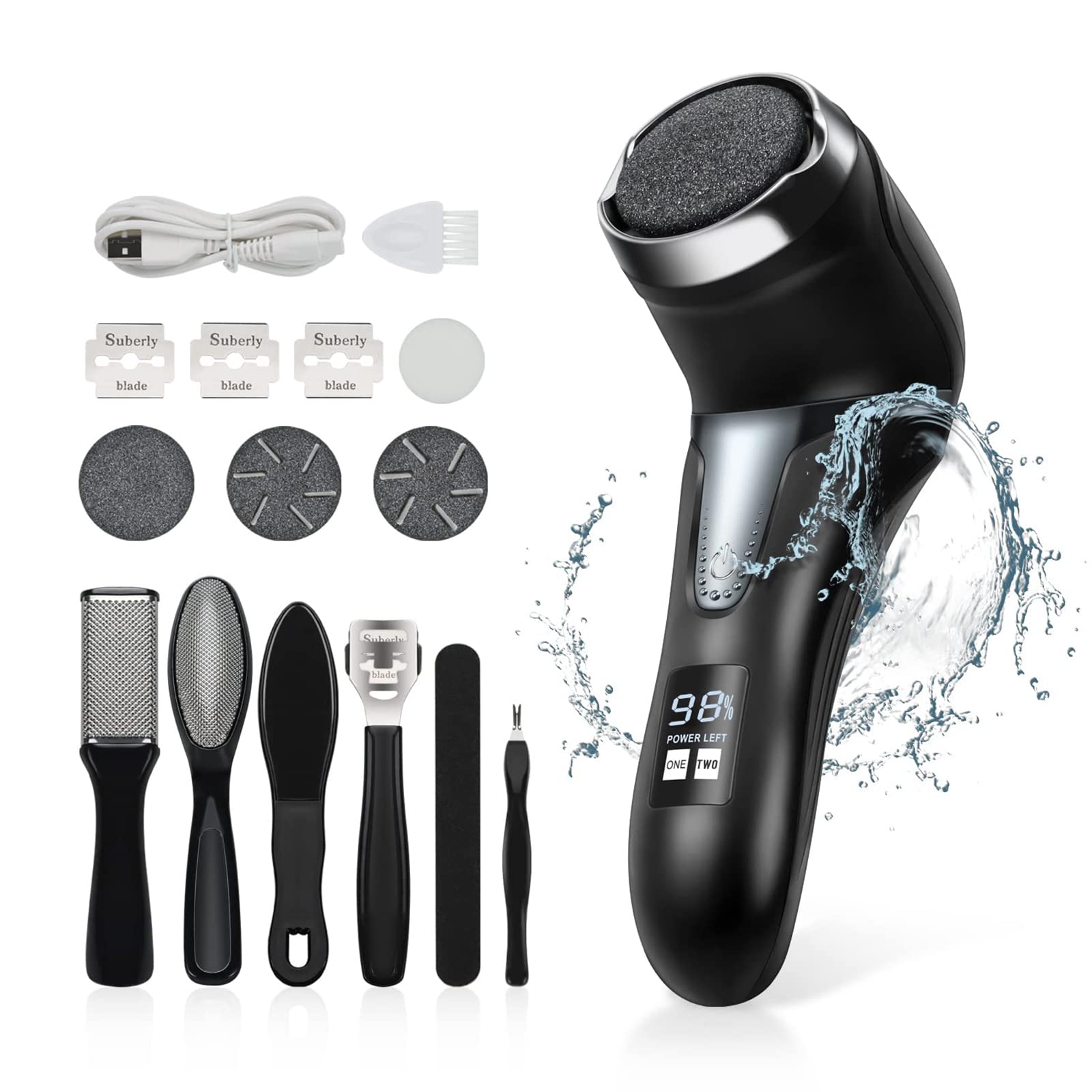 Pedicure Kit, Electric Feet Callus Remover with Vacuum Rechargeable Waterproof Pedicure Foot File Professional Pedicure Kit Callus Removers Feet Tool, Foot Care for Women Men Hard Cracked Dead Skin
