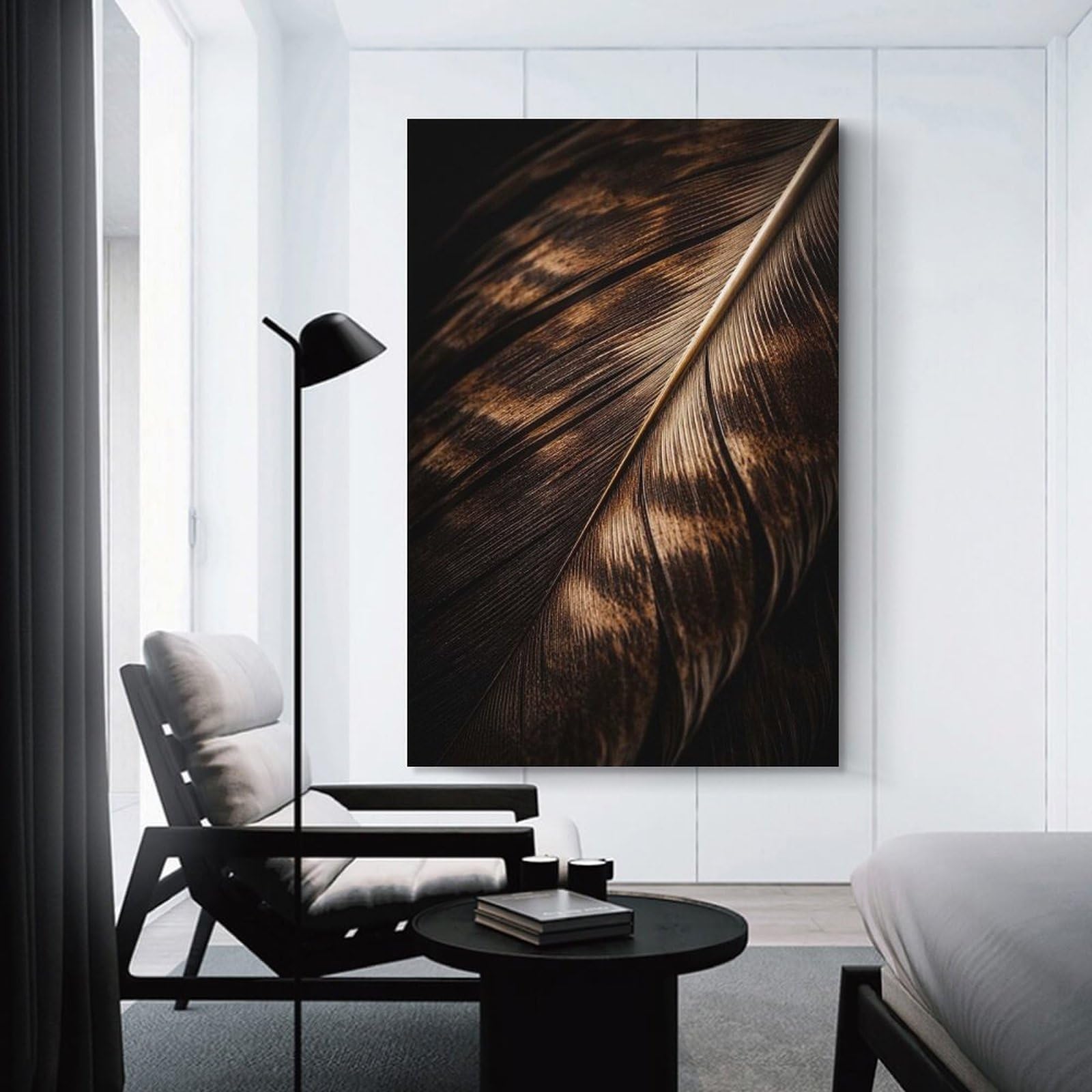 Close-up of A Feather Wall Decor Canvas Print, 08x12inch(20x30cm), for Home Lounge, Bedroom Or Reading Nook, Decorative Artwork for Empty Walls